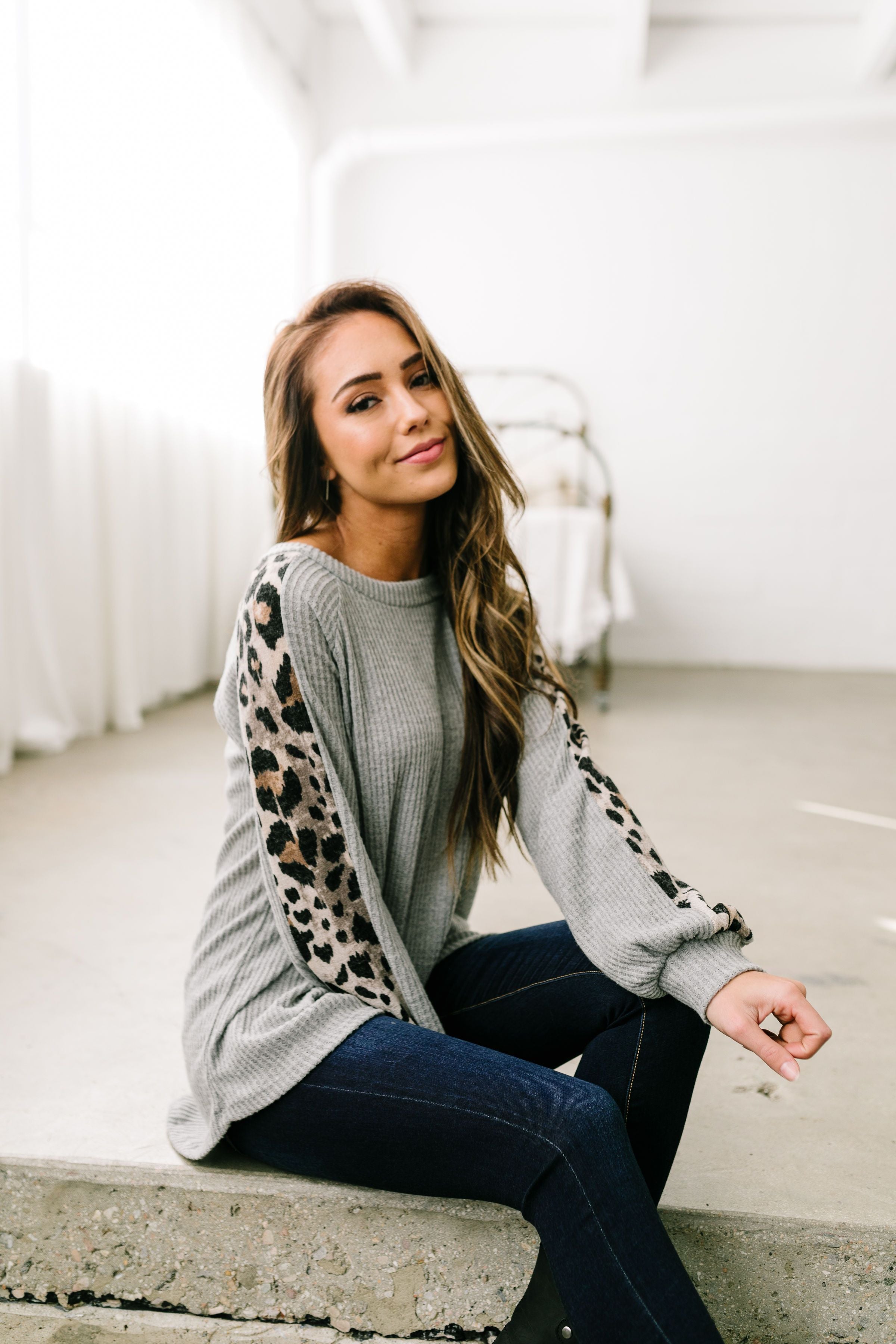 Cool Cat Leopard Sleeve Top - ALL SALES FINAL