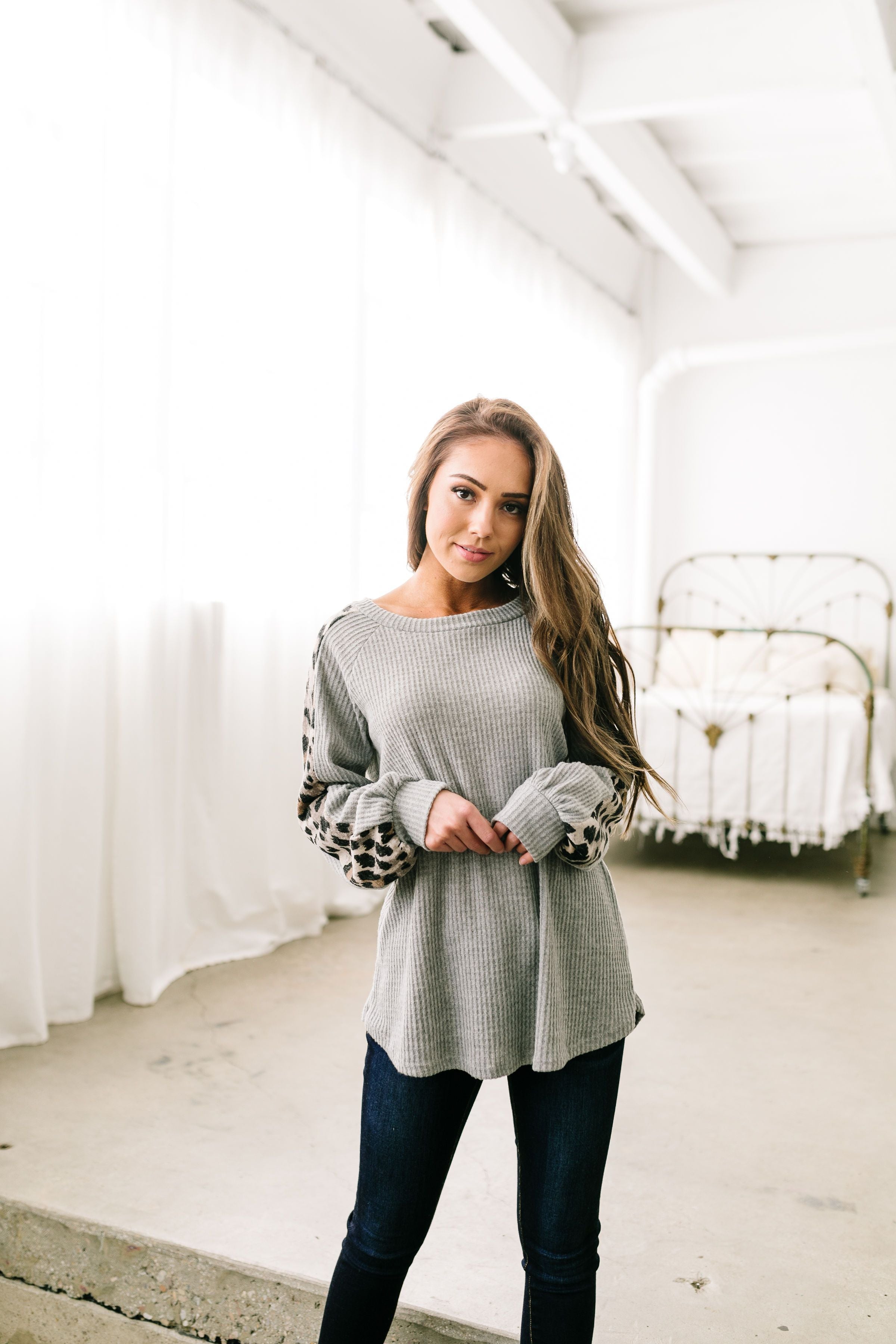 Cool Cat Leopard Sleeve Top - ALL SALES FINAL