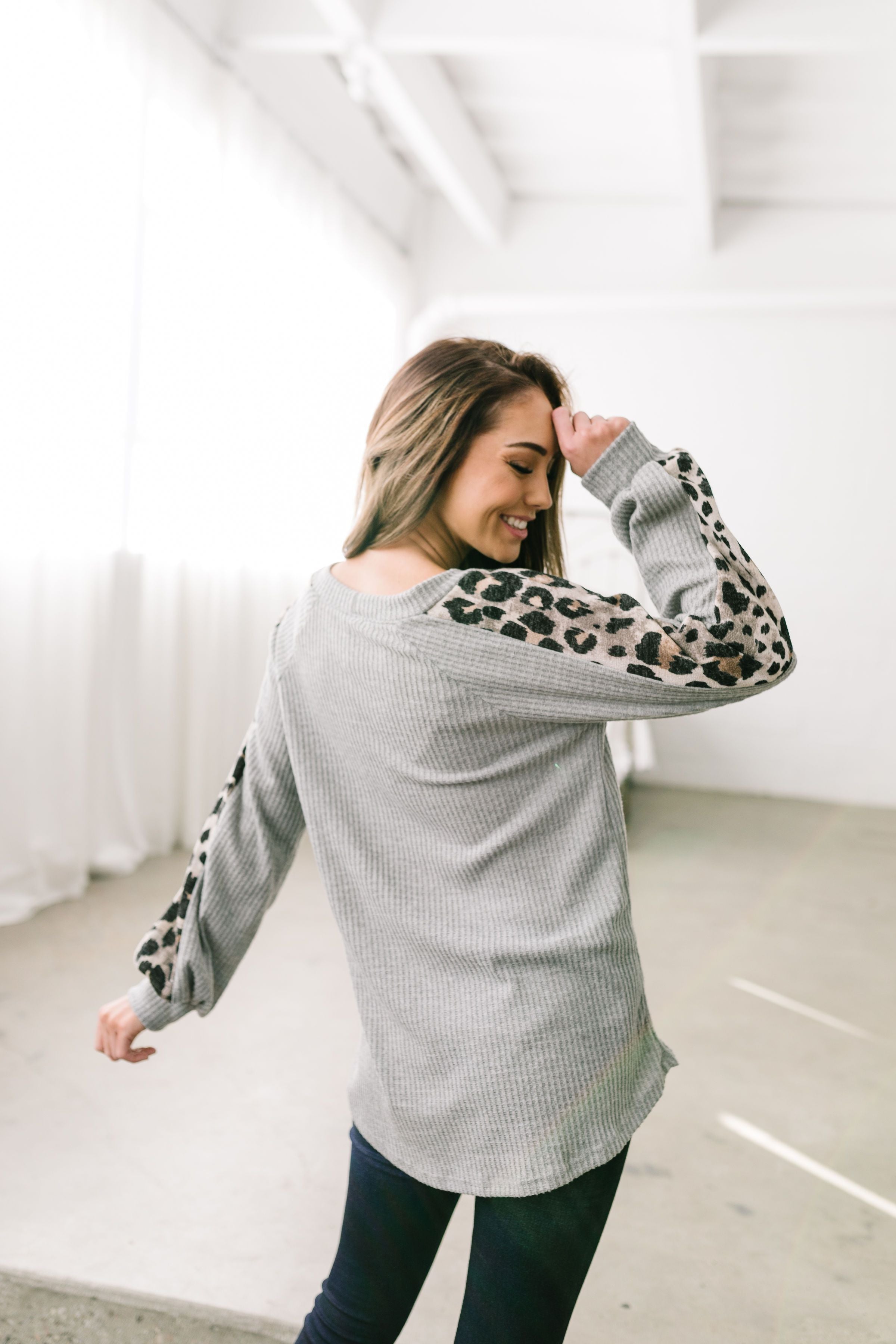 Cool Cat Leopard Sleeve Top - ALL SALES FINAL