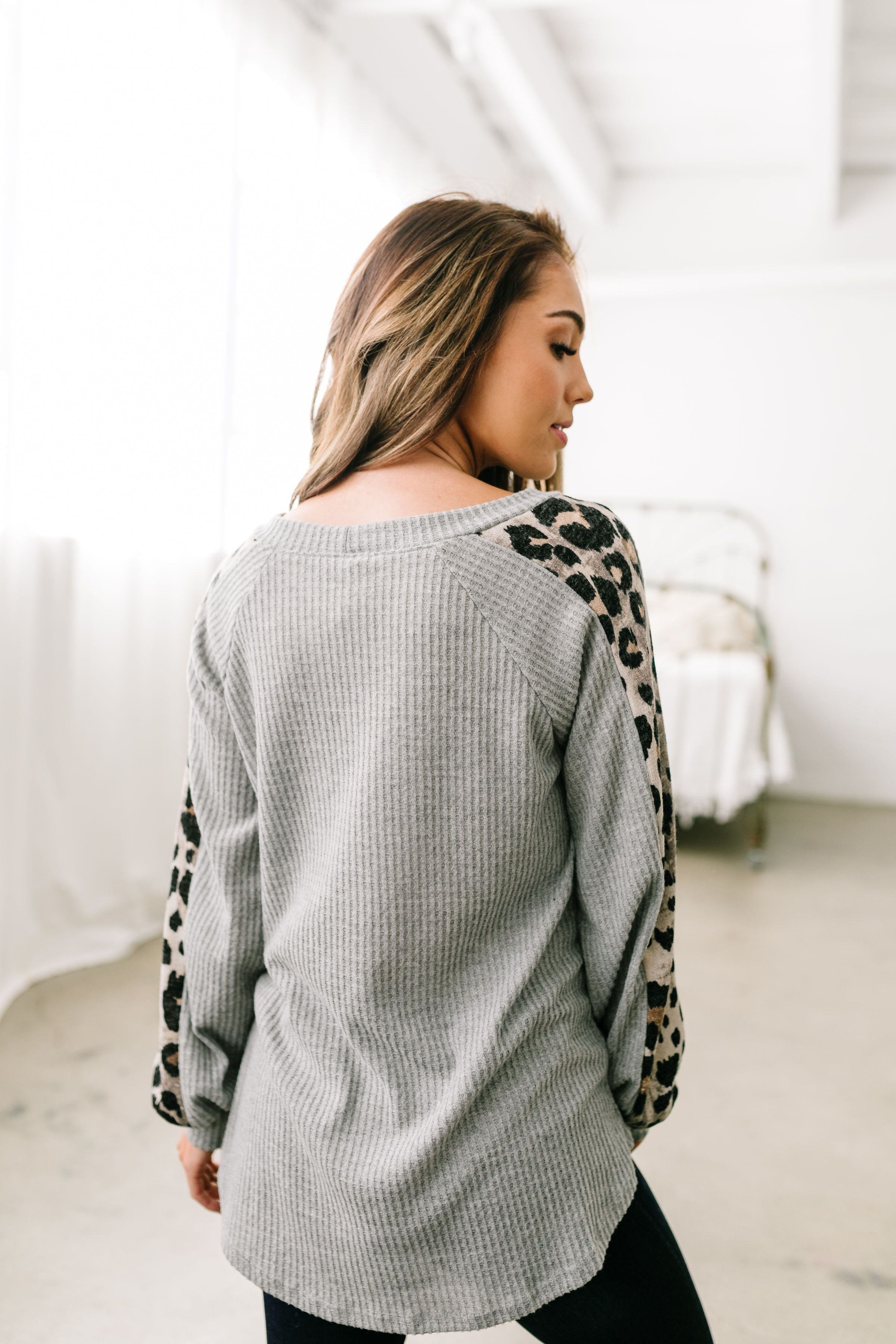 Cool Cat Leopard Sleeve Top - ALL SALES FINAL
