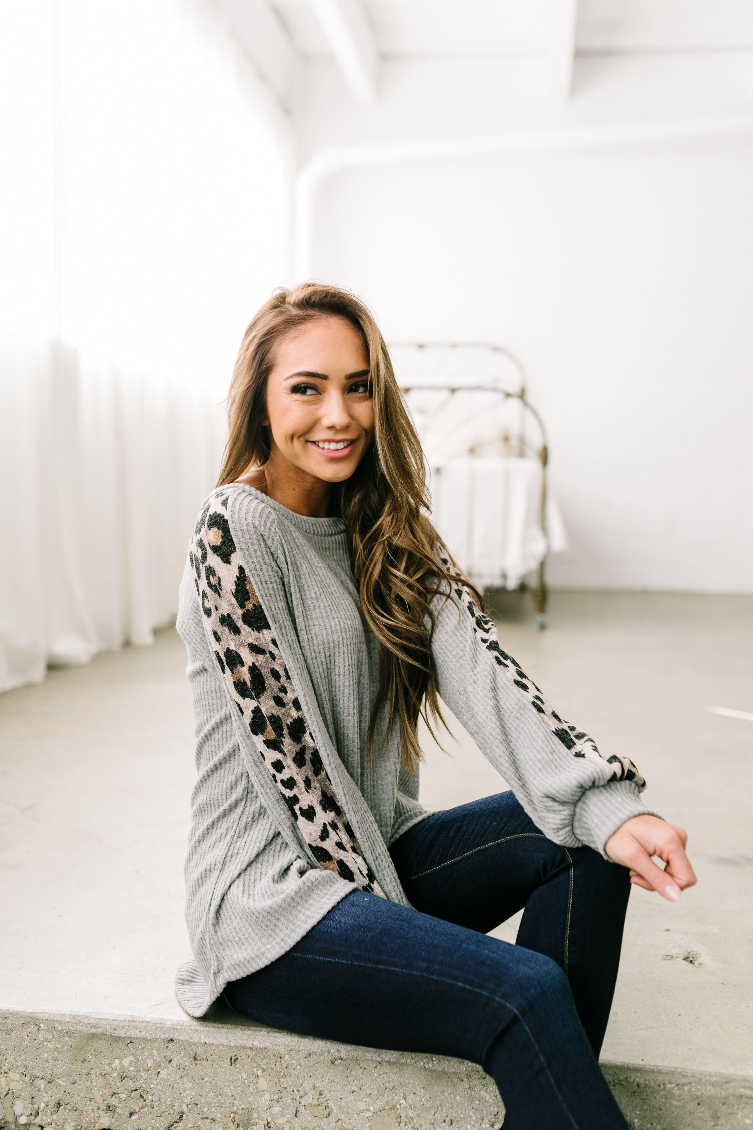 Cool Cat Leopard Sleeve Top - ALL SALES FINAL