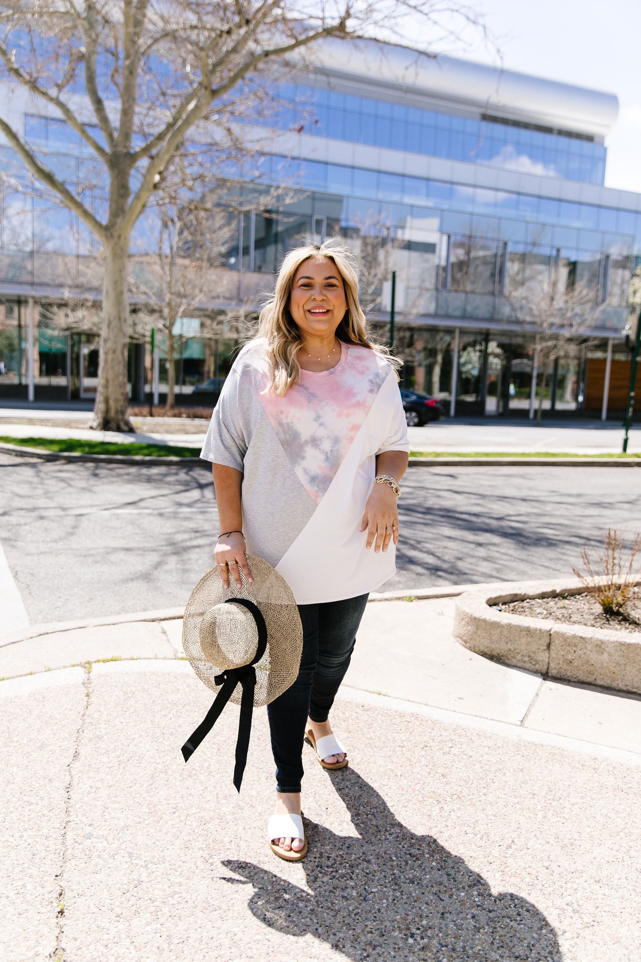 Cool Slice Of Tie Dye Top In Gray