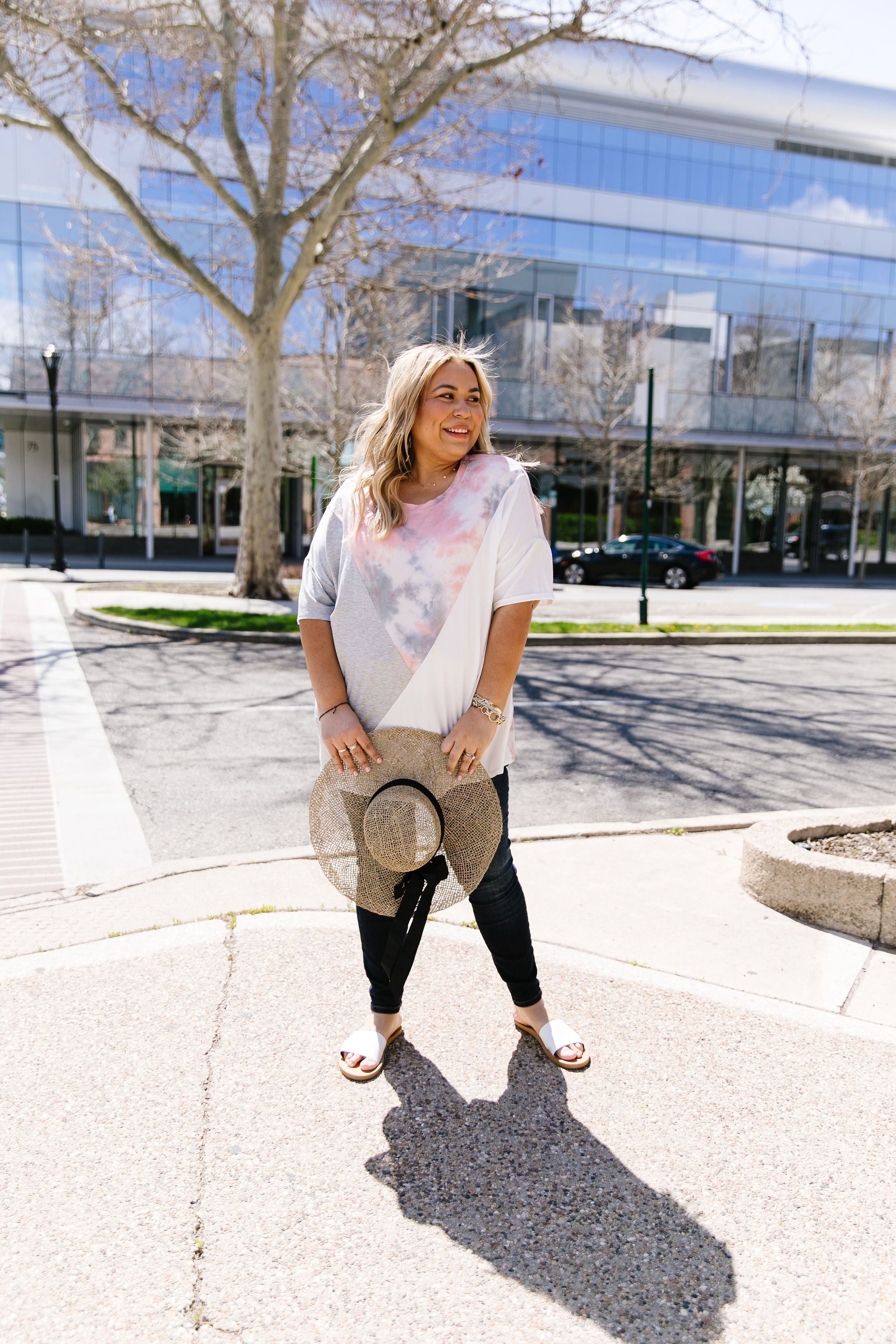 Cool Slice Of Tie Dye Top In Gray