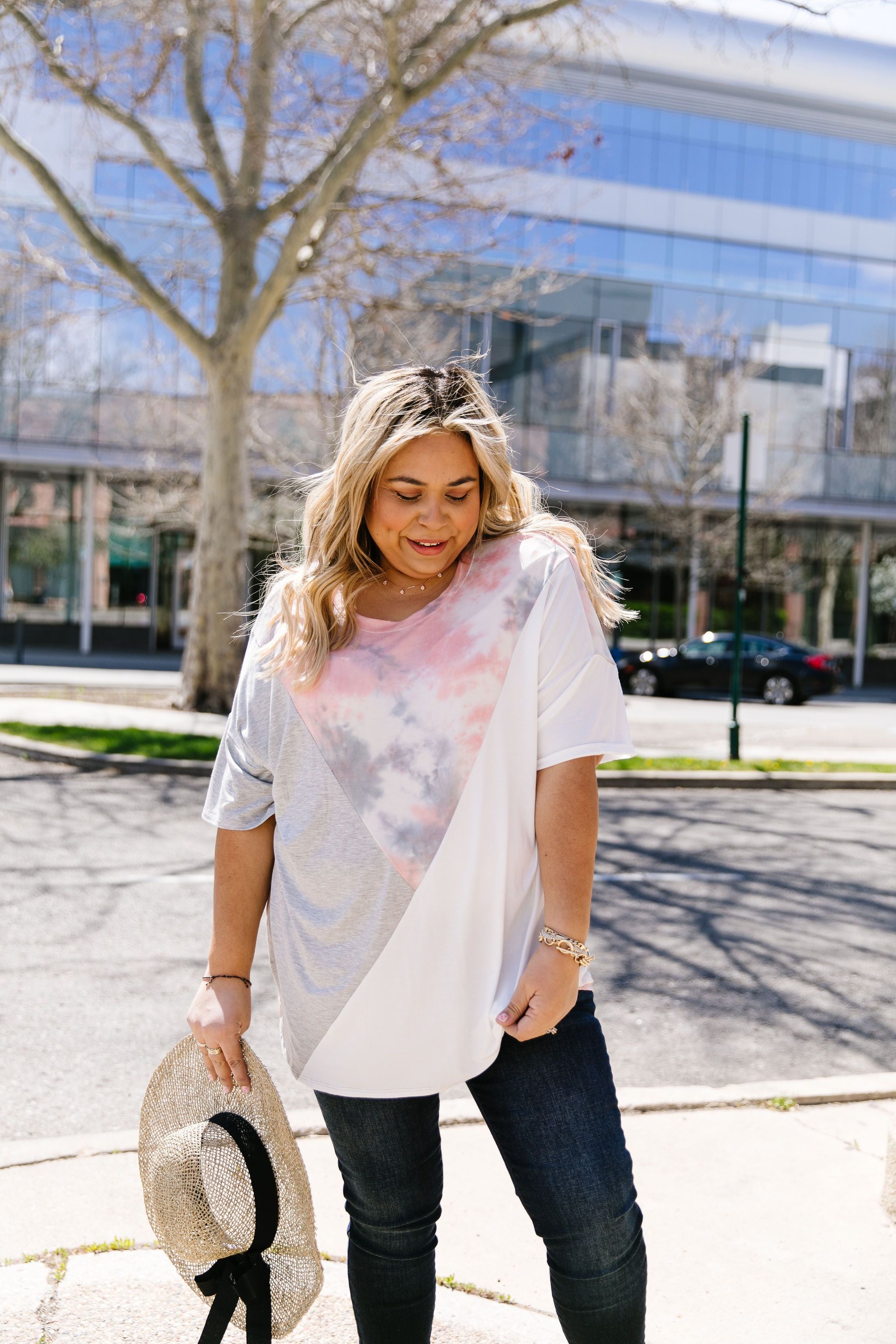 Cool Slice Of Tie Dye Top In Gray