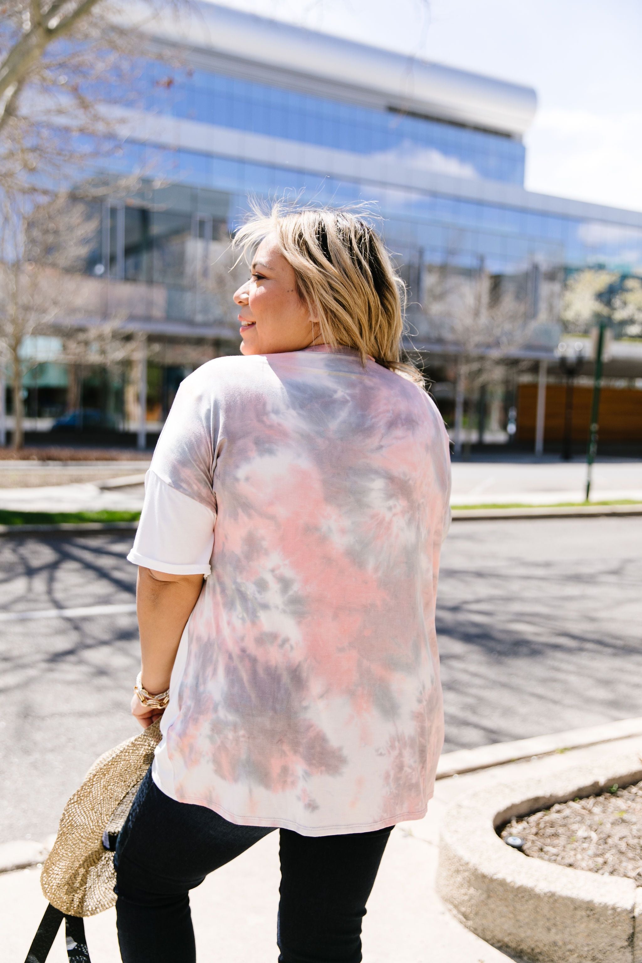 Cool Slice Of Tie Dye Top In Gray