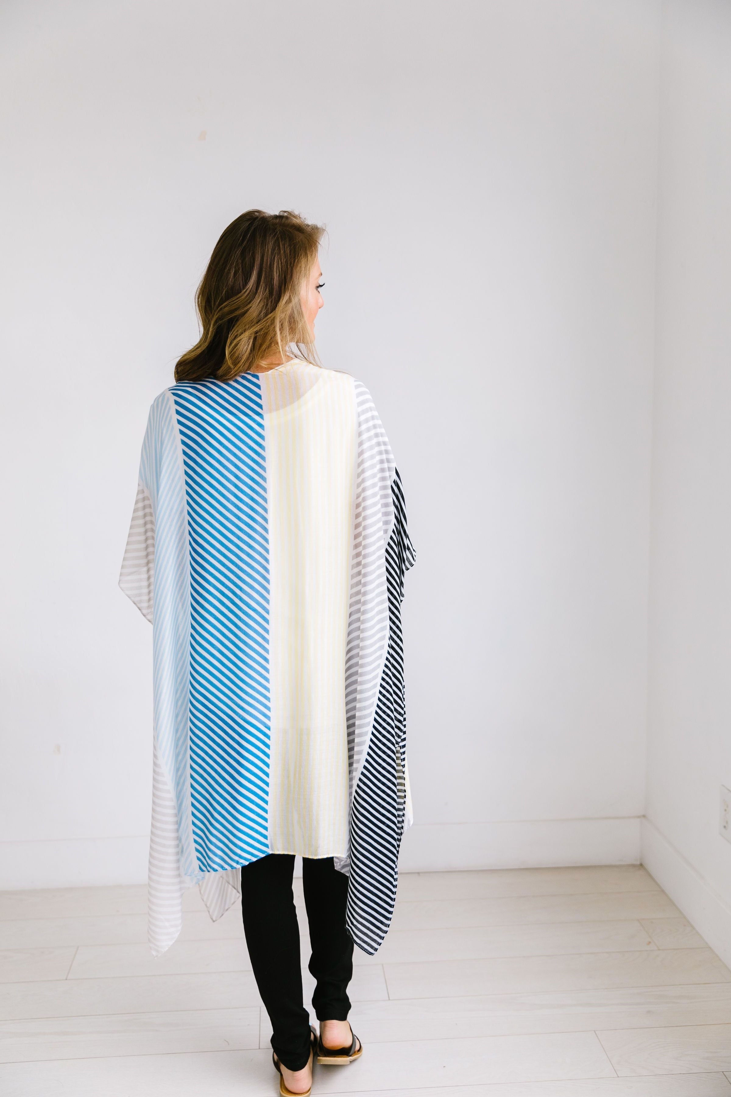 Cool Striped Color Block Kimono