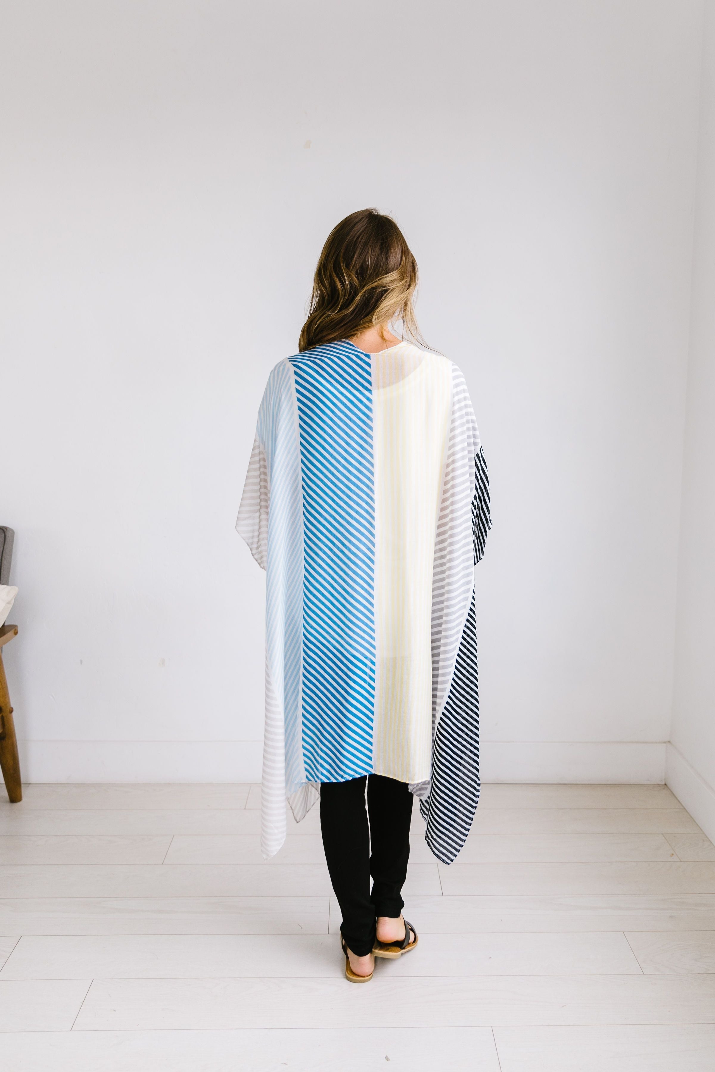 Cool Striped Color Block Kimono