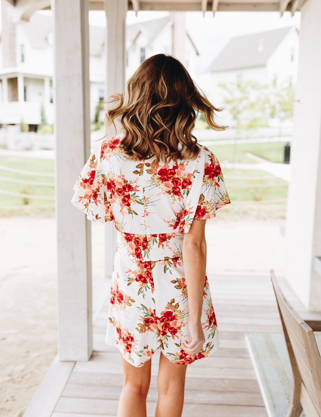 Coral Floral Romper