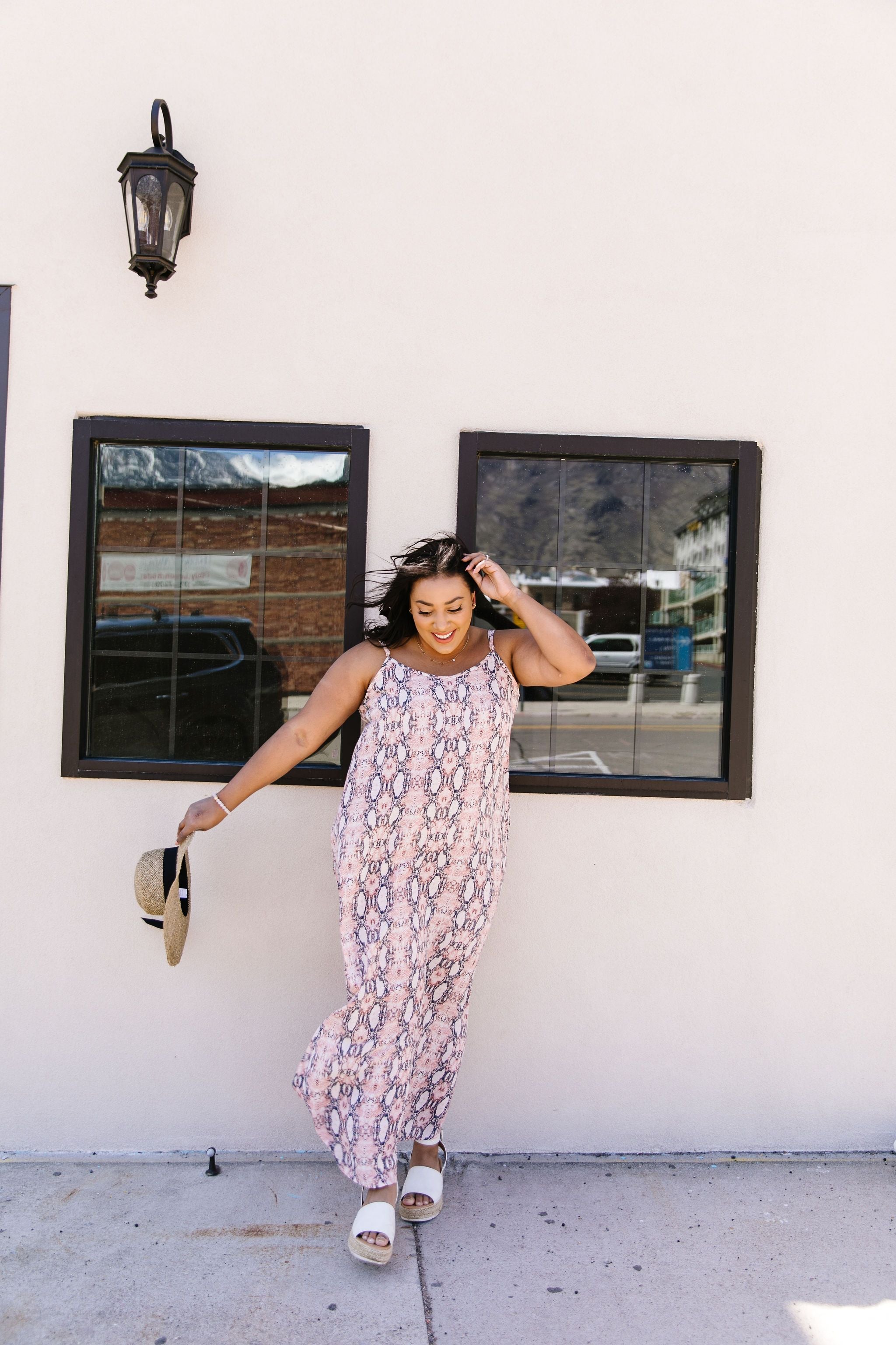 Coral Snakeskin Maxi Dress