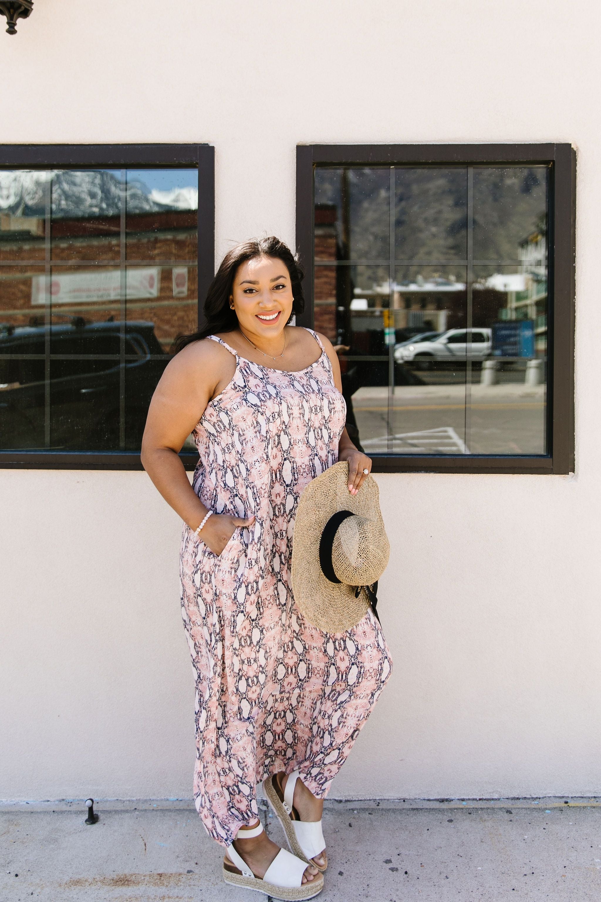 Coral Snakeskin Maxi Dress