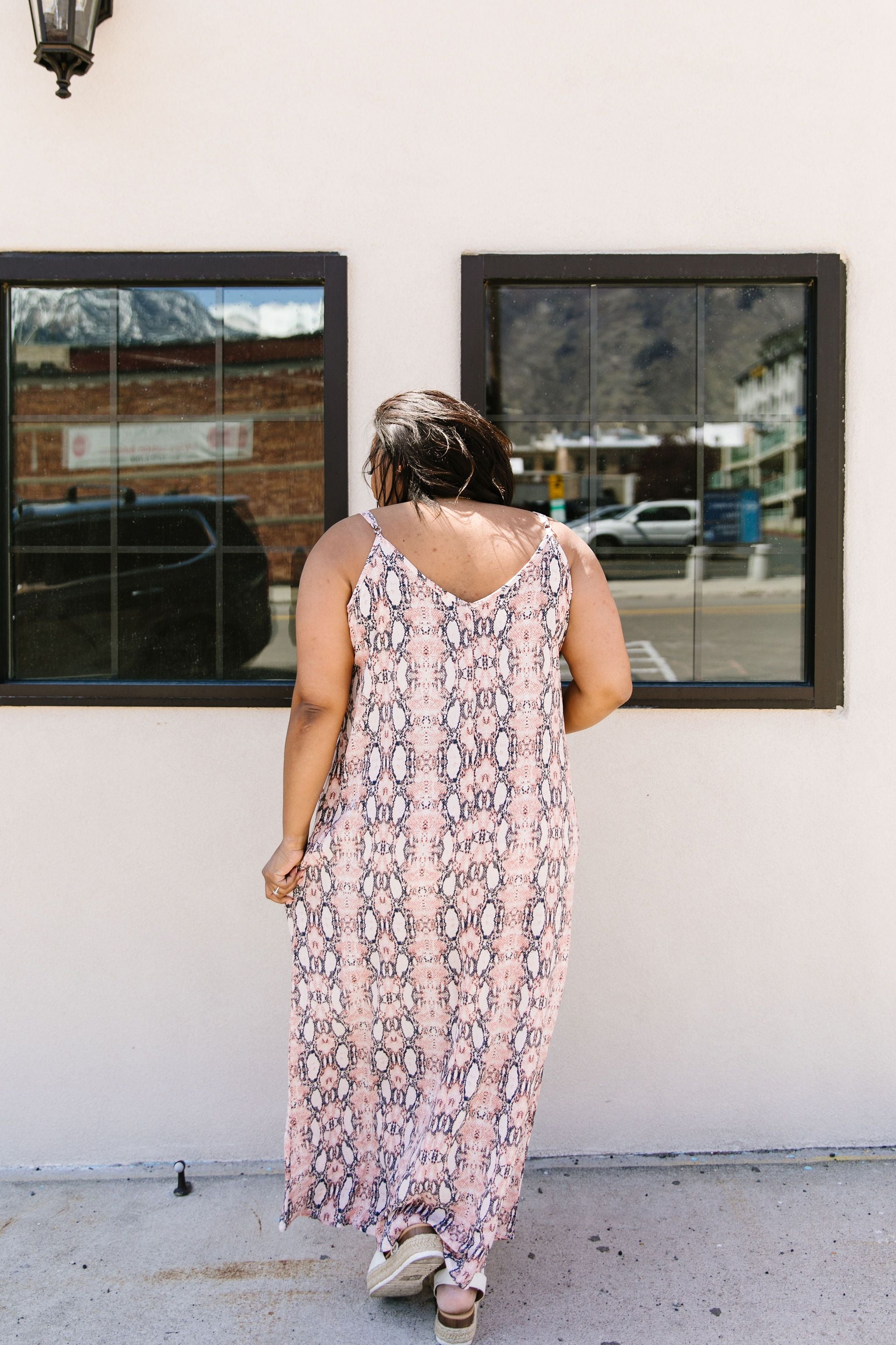 Coral Snakeskin Maxi Dress