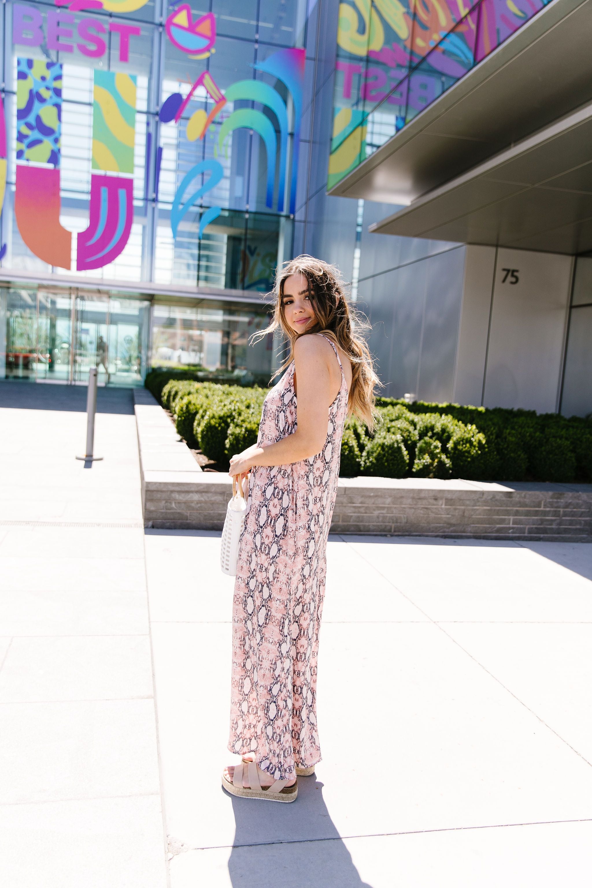 Coral Snakeskin Maxi Dress