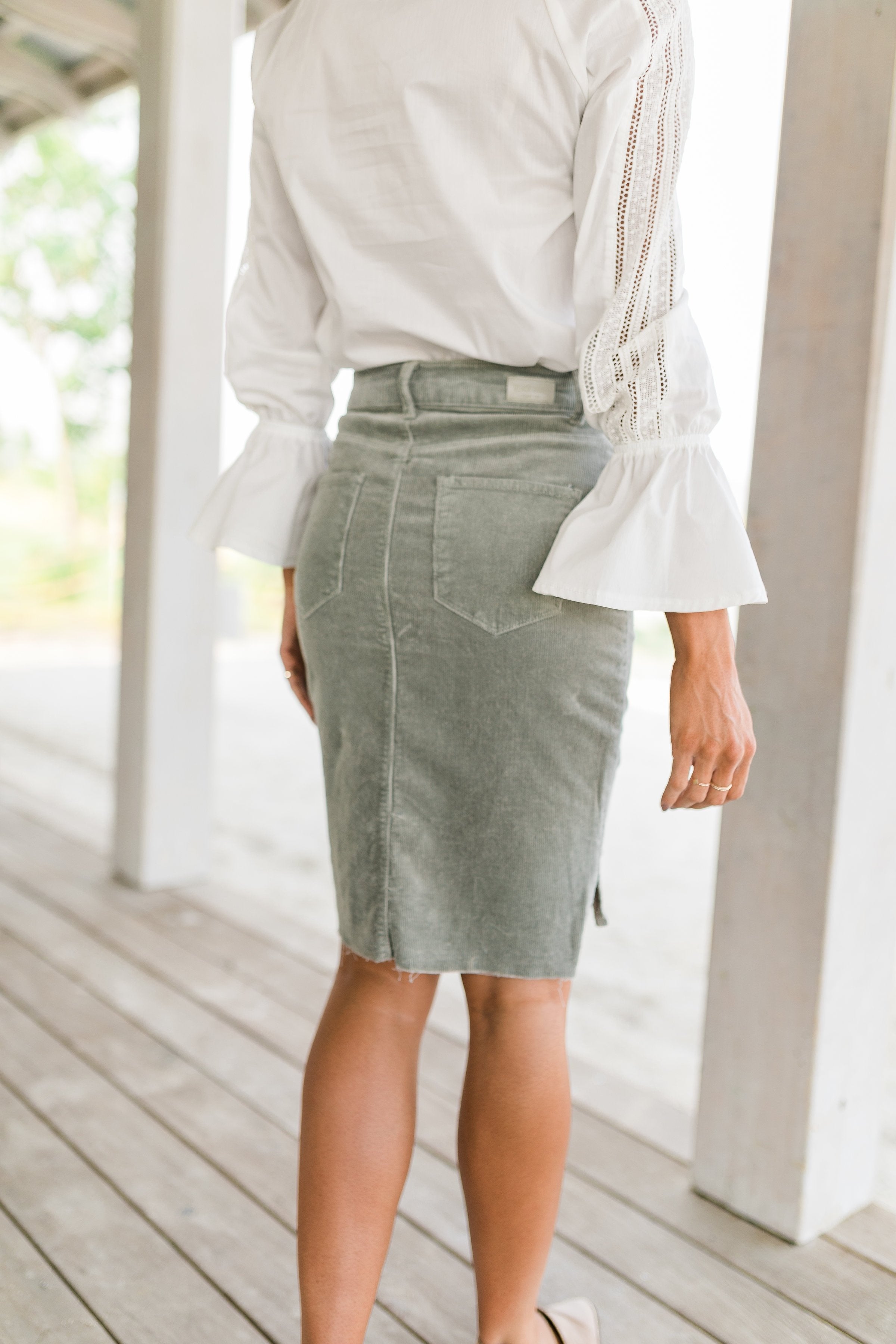 Corduroy Step Hem Skirt