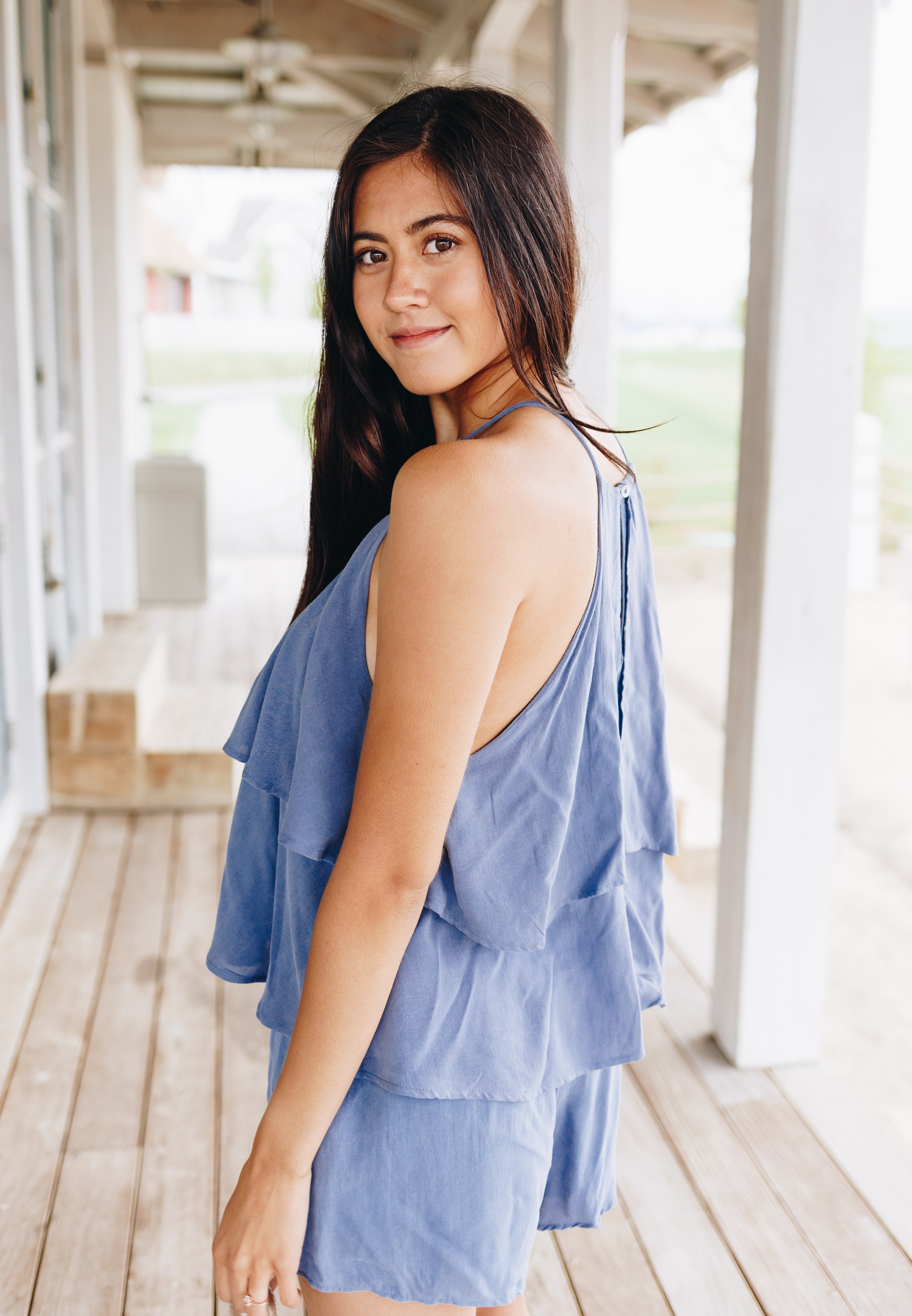 Cornflower Ruffle Halter Top