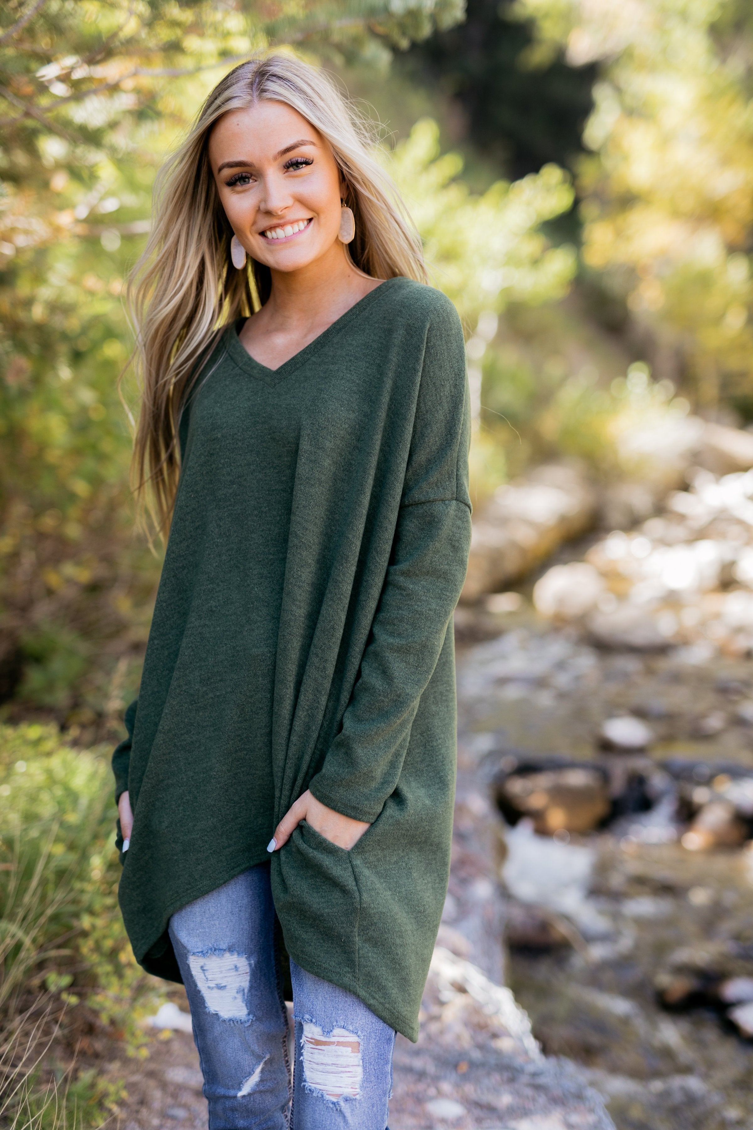 Creature Comforts Tunic In Forrest Green
