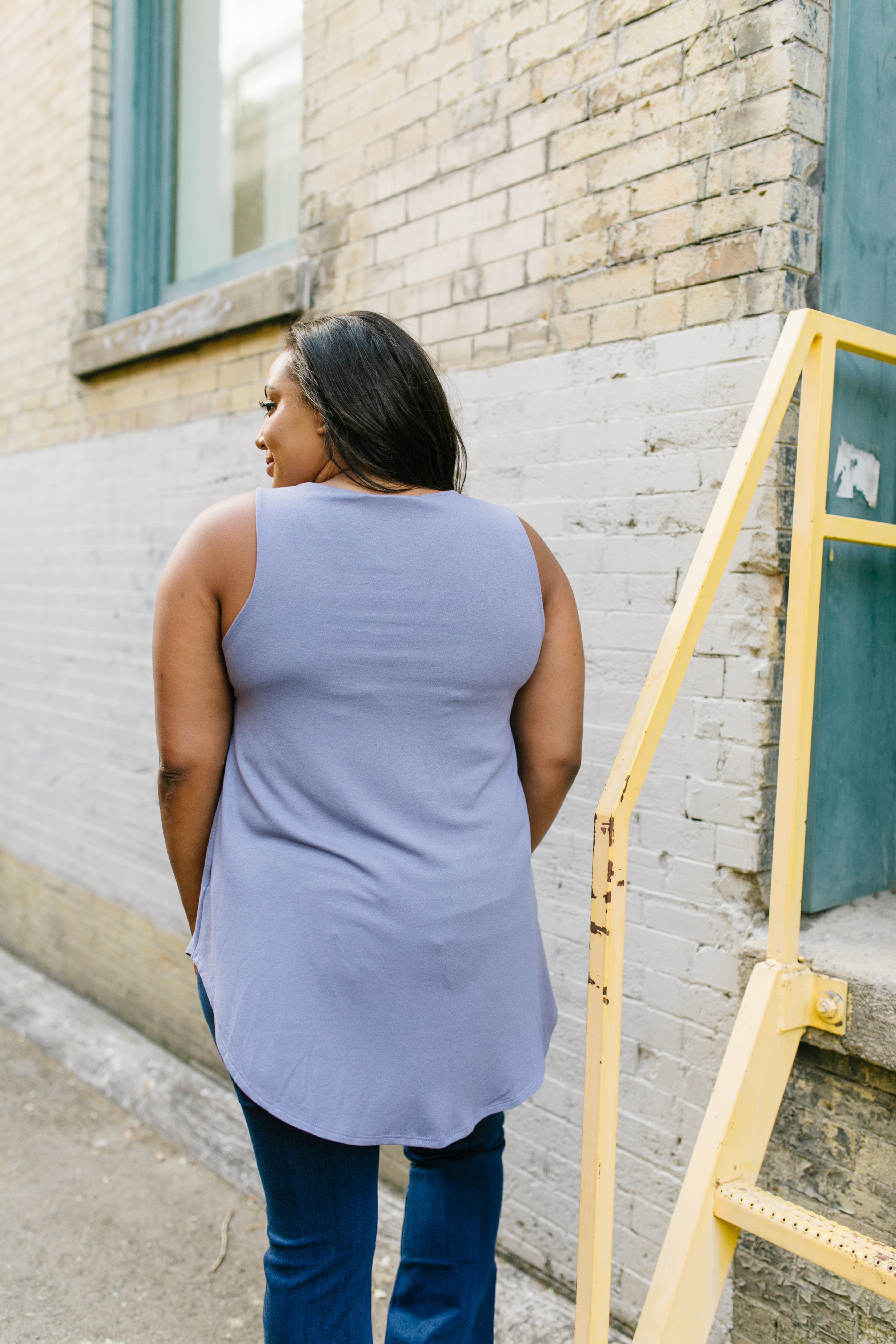 Criss Cross Periwinkle Tank