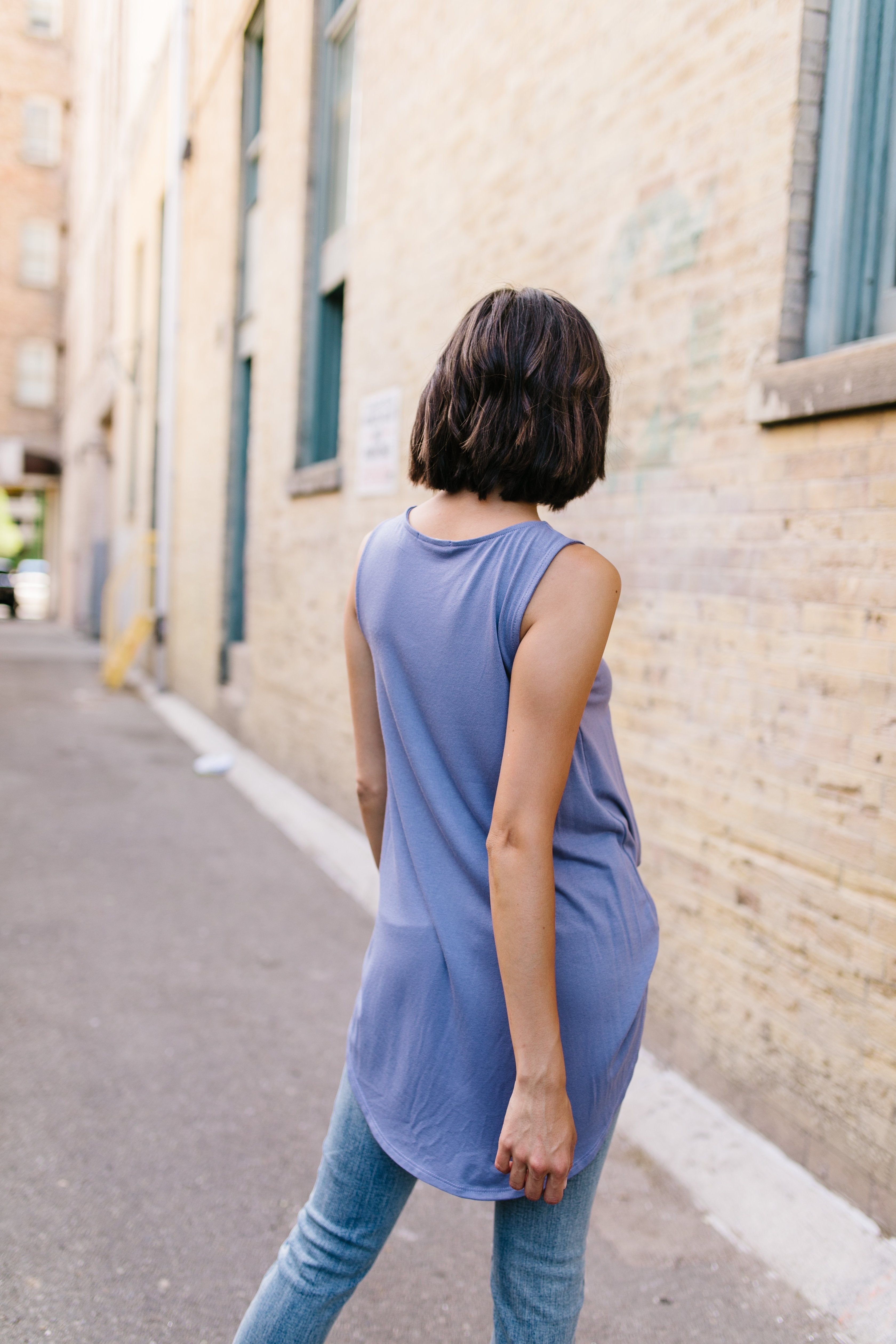 Criss Cross Periwinkle Tank