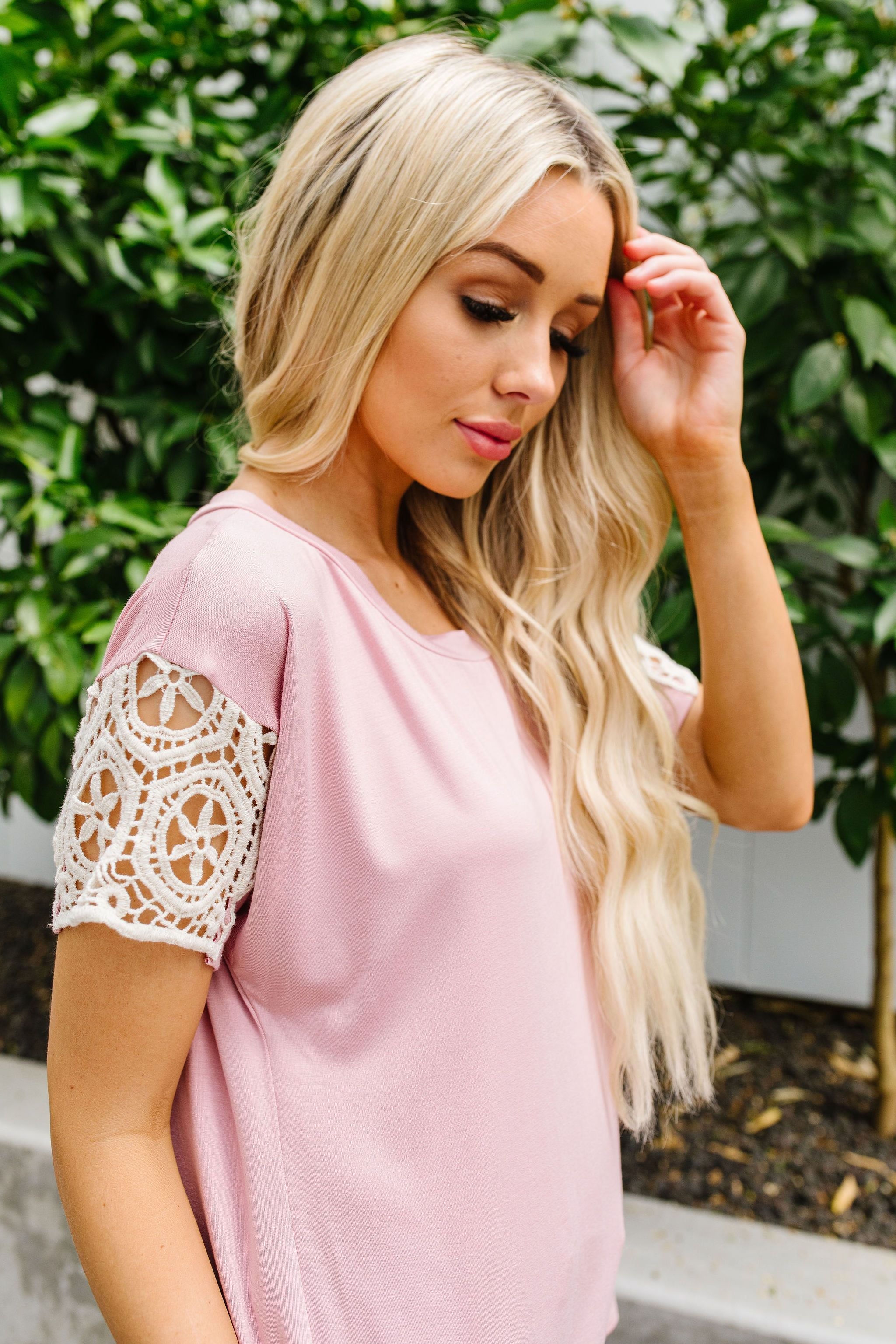 Crocheted Lace Sleeve Top