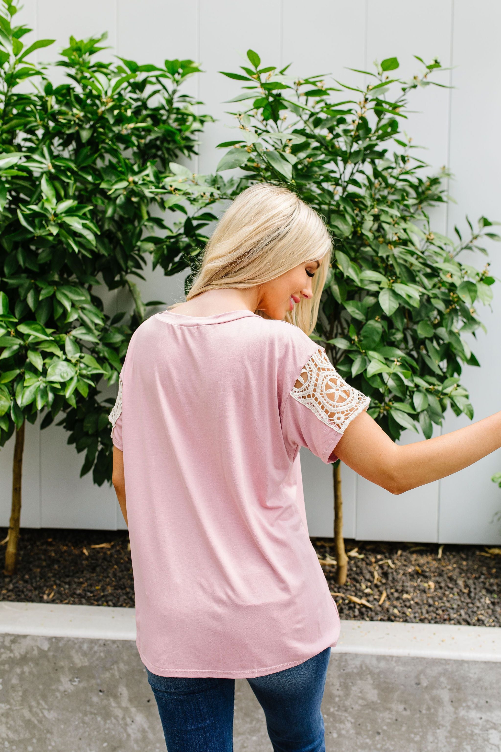 Crocheted Lace Sleeve Top