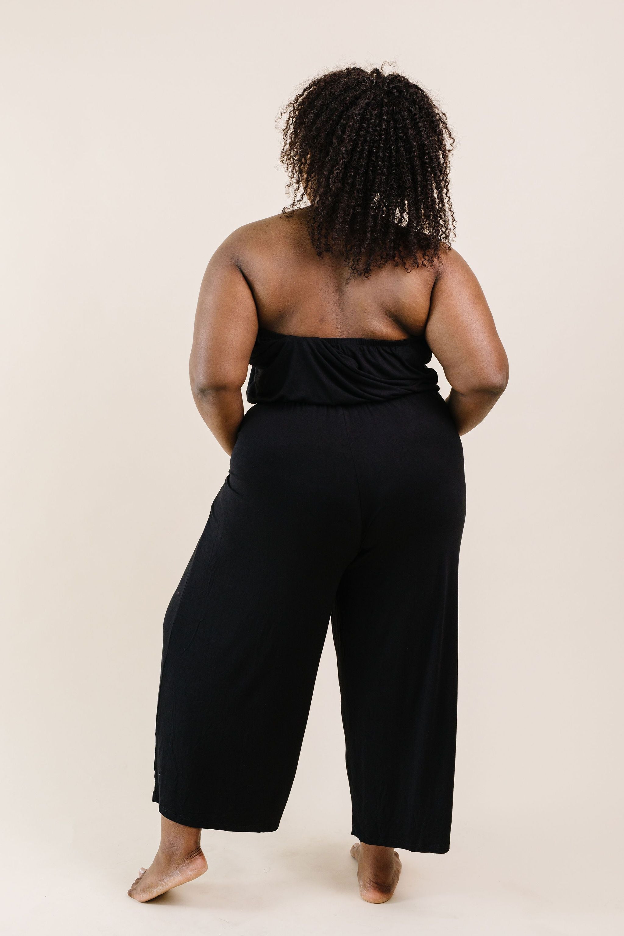 Cropped Tube Top Jumpsuit In Black