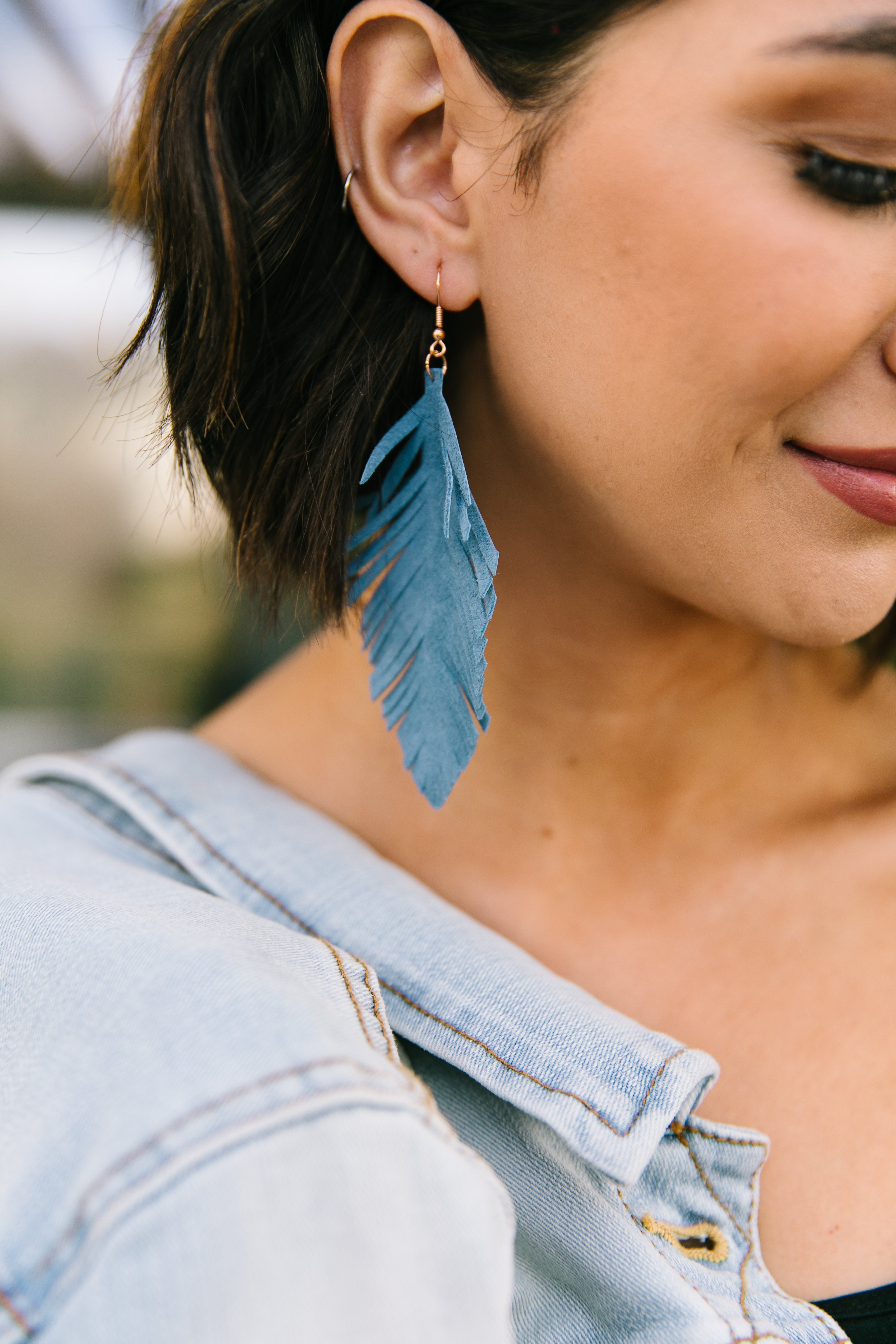 Don't Leave Me Earrings In Slate Blue