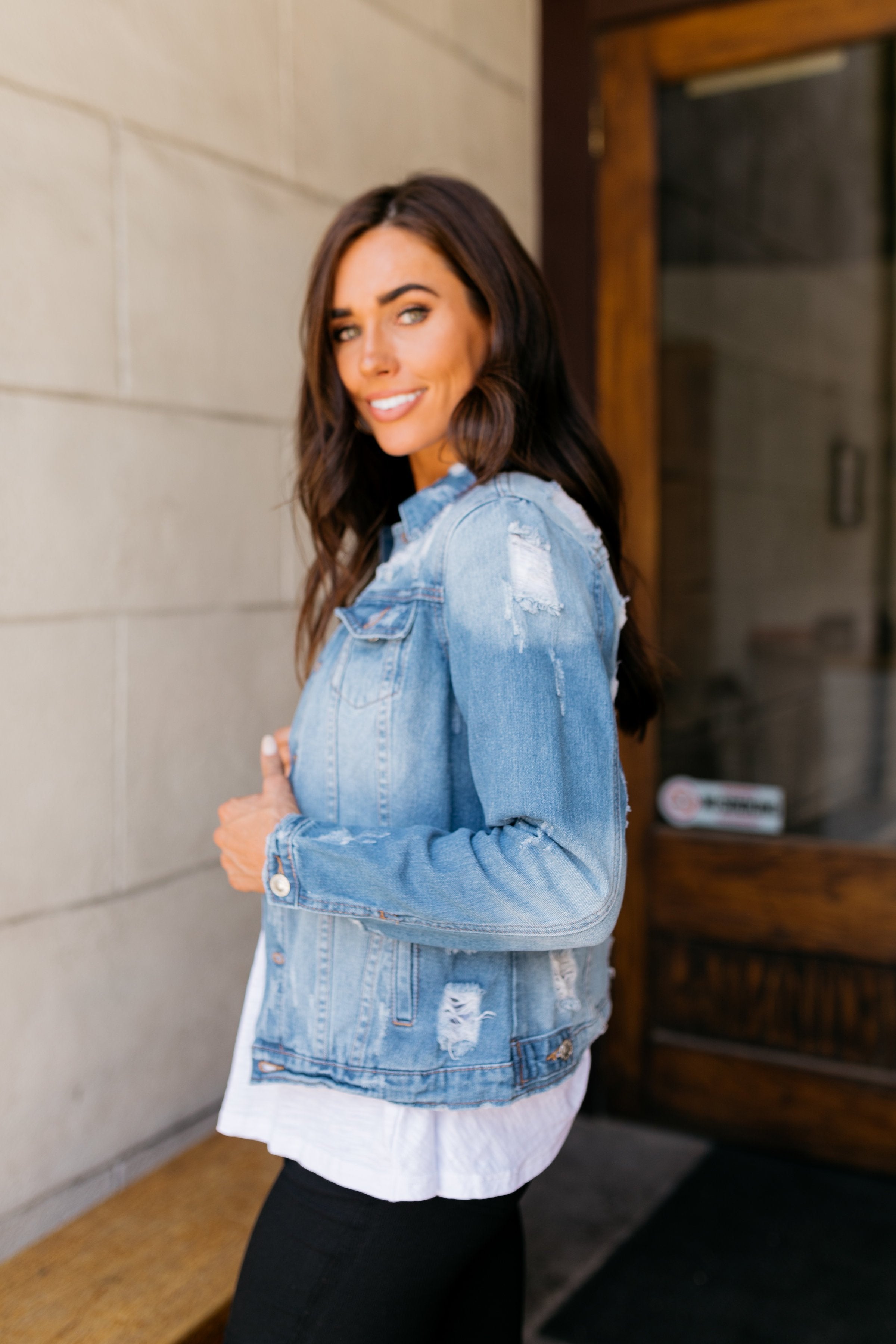 Don't Stress Distressed Denim Jacket