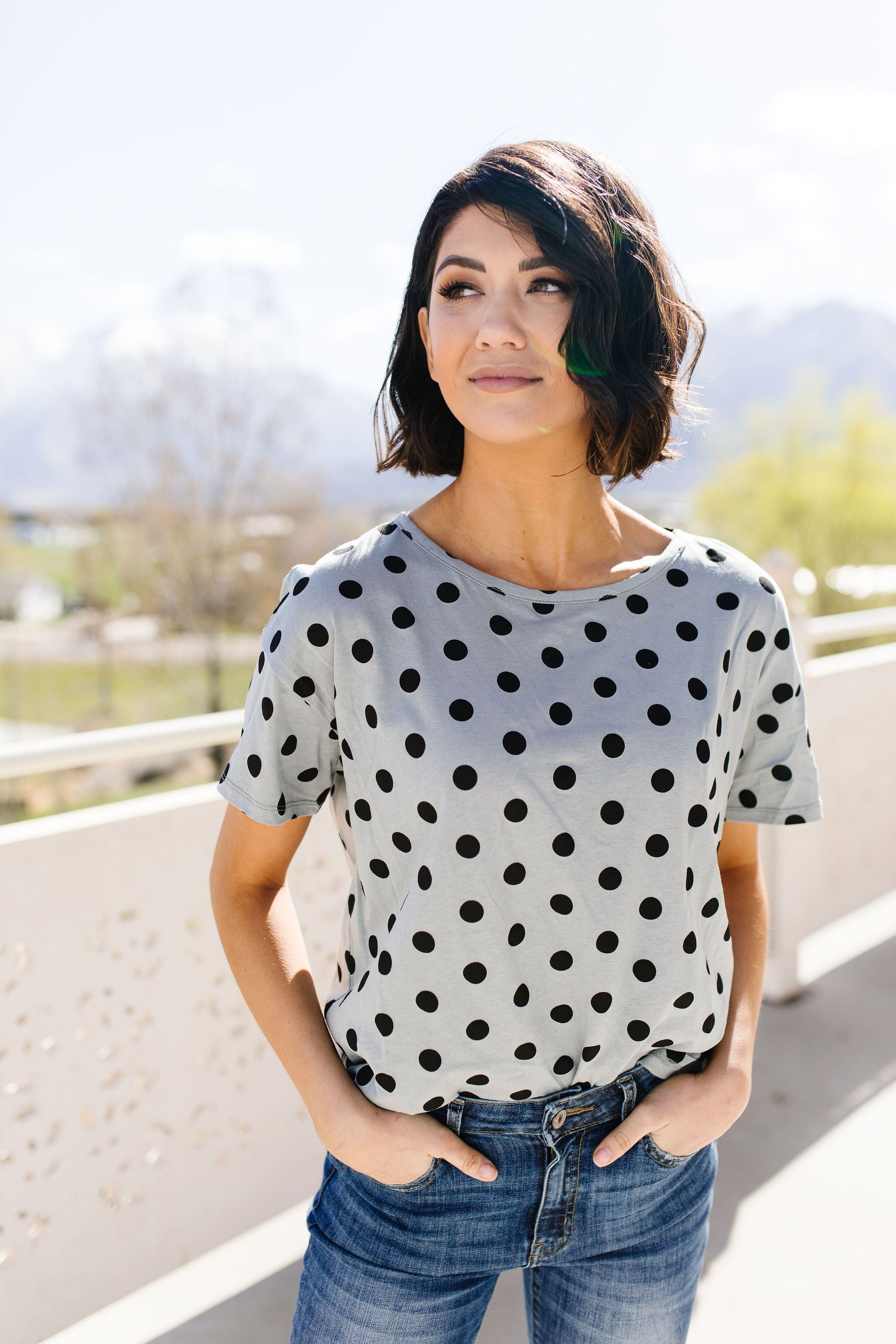 Dot Com Tee In Heather Gray