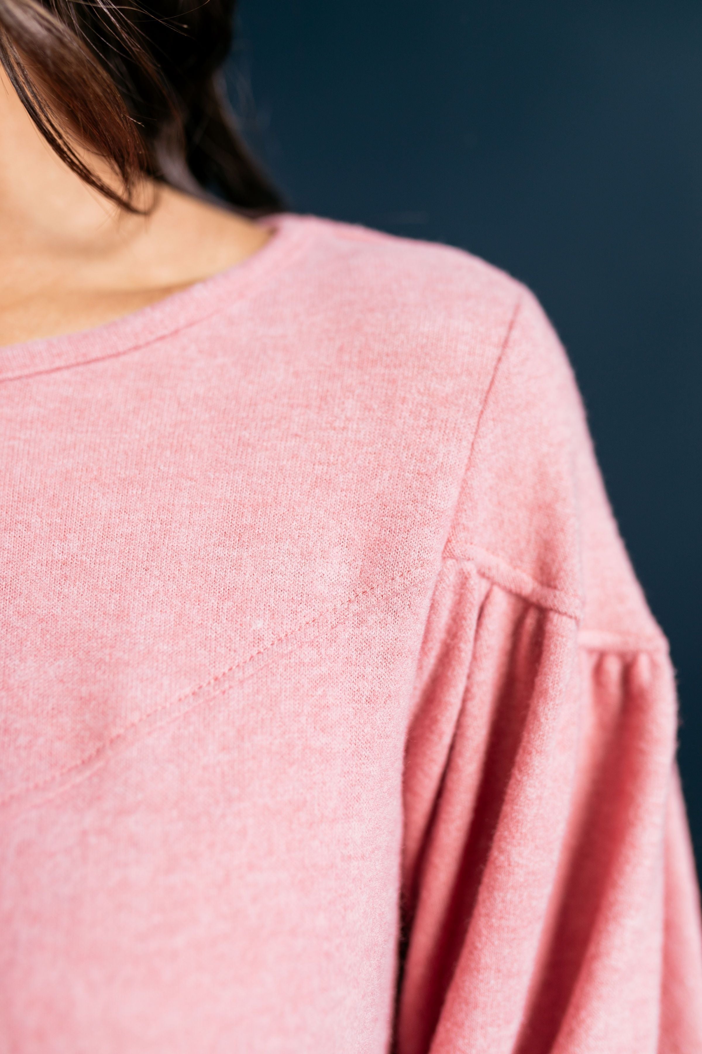 Double Bubble Brushed Knit Top In Dusty Rose