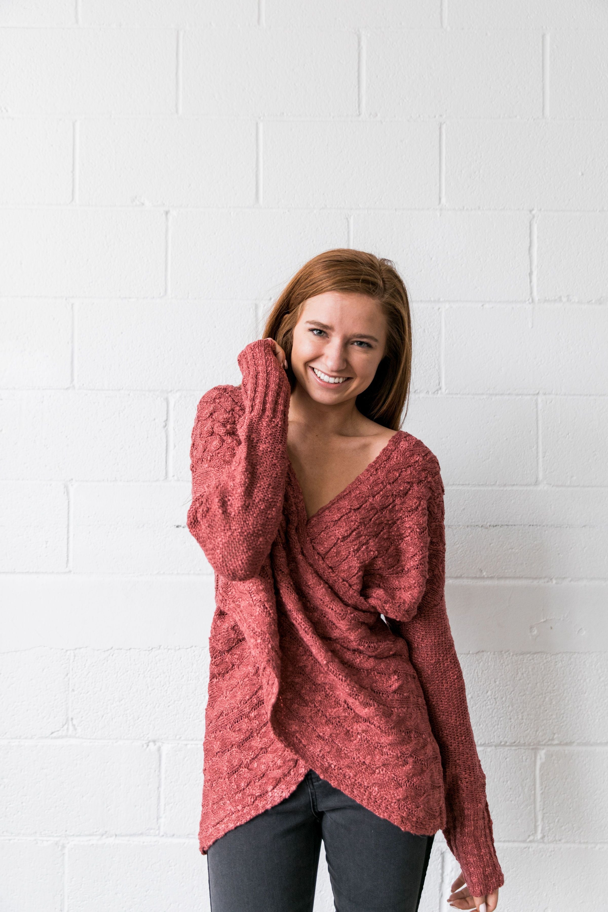 Double Cross Cable Knit Sweater