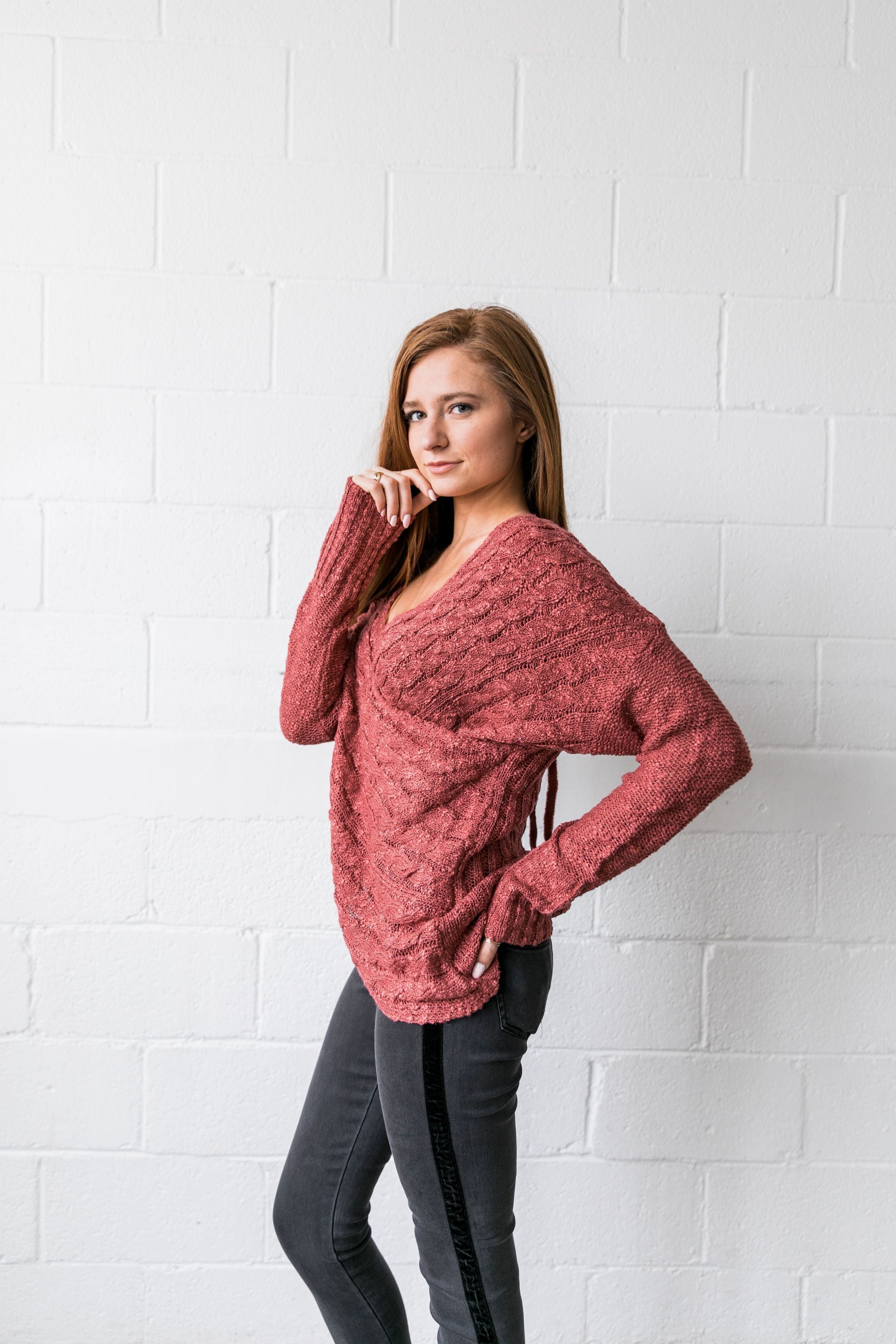 Double Cross Cable Knit Sweater