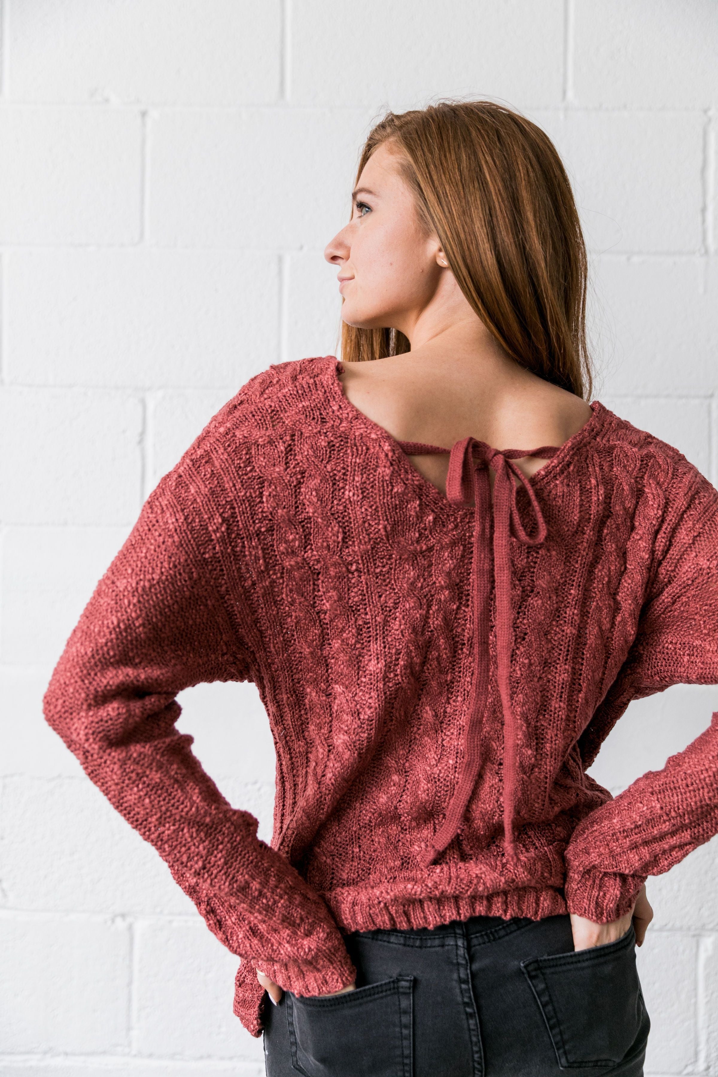 Double Cross Cable Knit Sweater