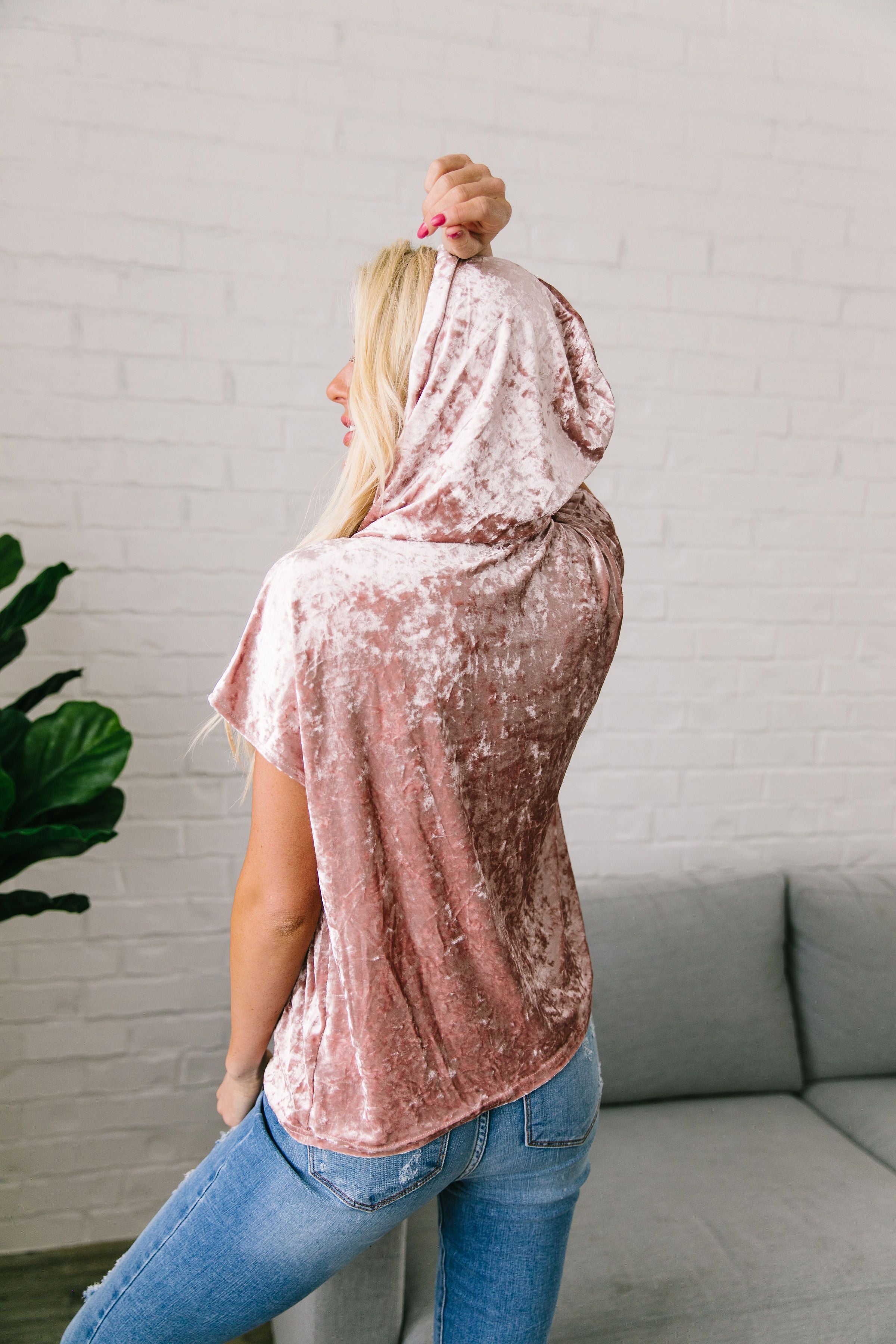 Dreamy Mauve Crushed Velvet Hoodie - ALL SALES FINAL