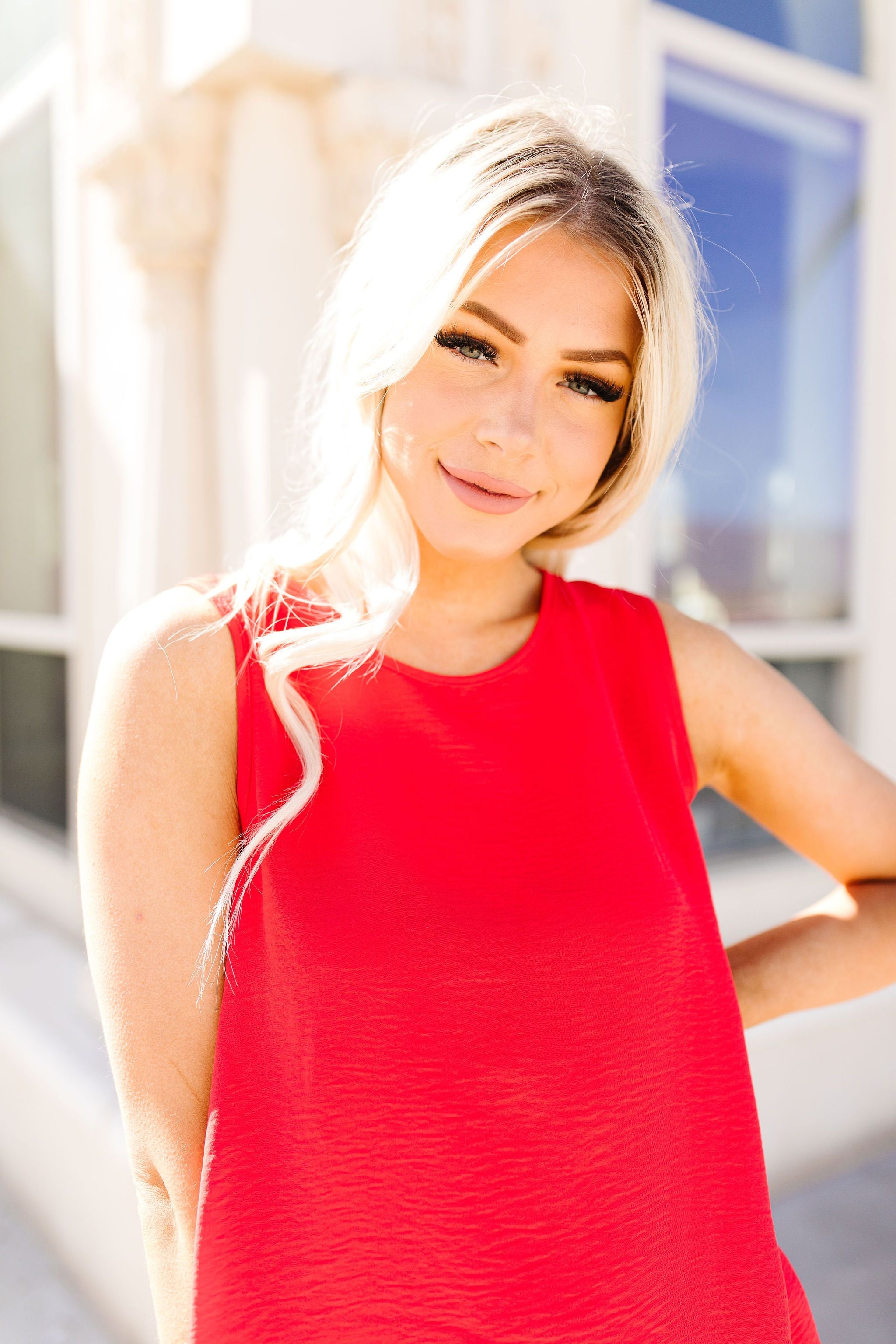 Easy Come Easy Go Sleeveless Blouse In Tomato