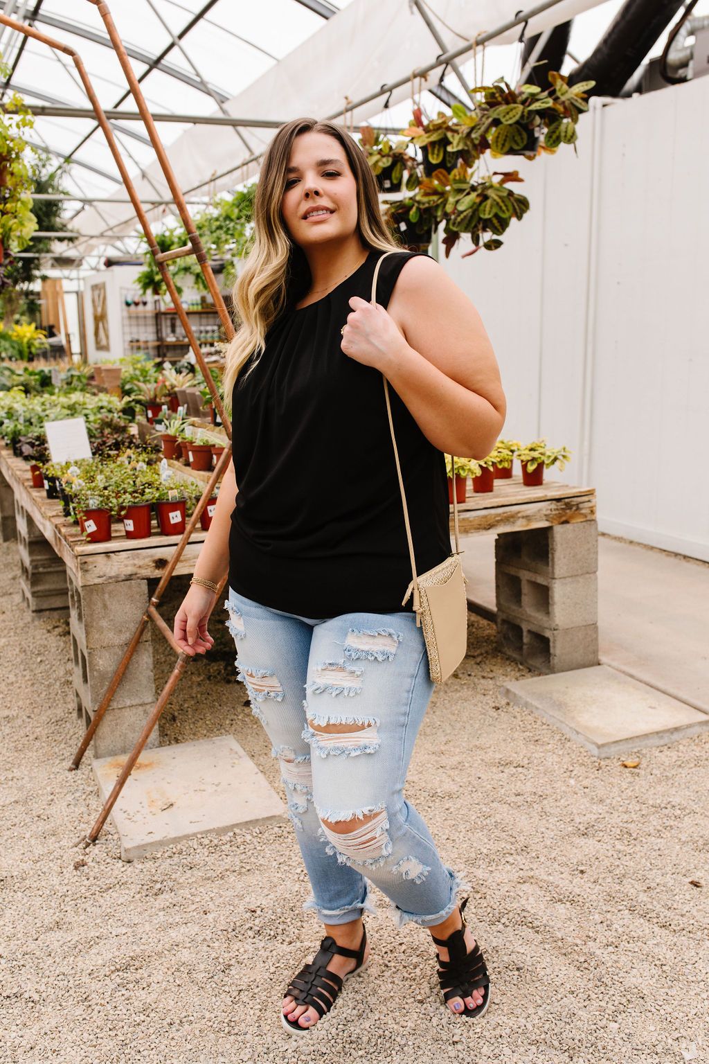Elaine Elegant Tank In Black