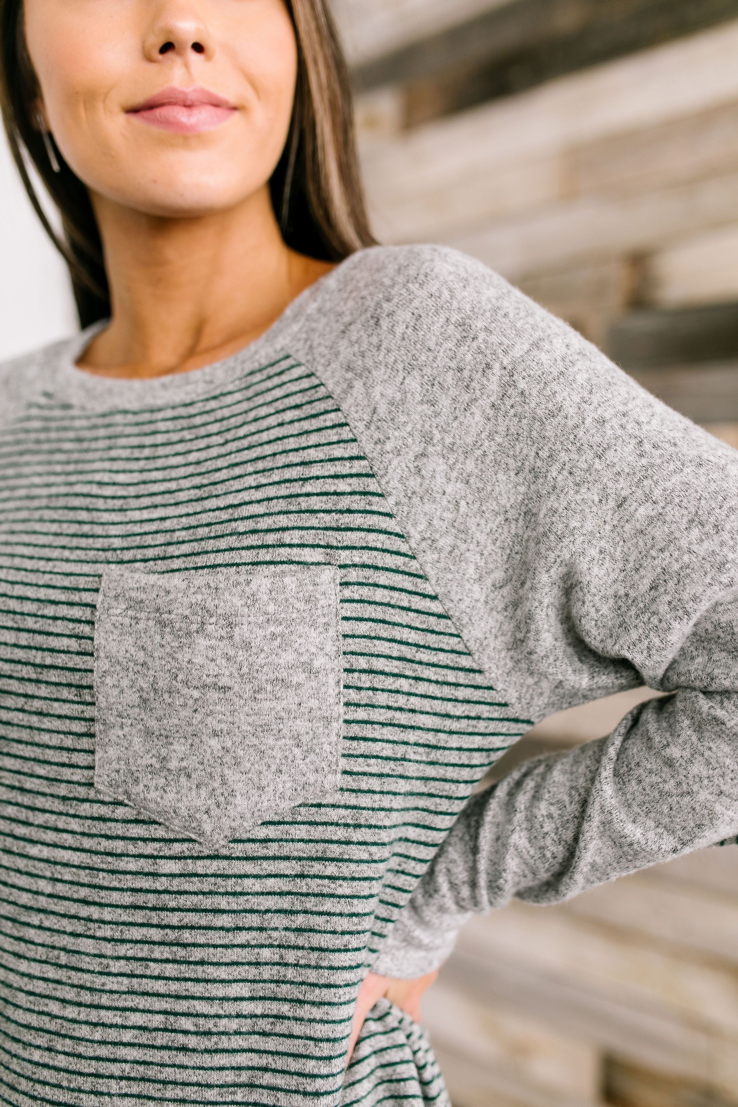 Elbows On The Table Raglan Tee In Olive And Gray - ALL SALES FINAL