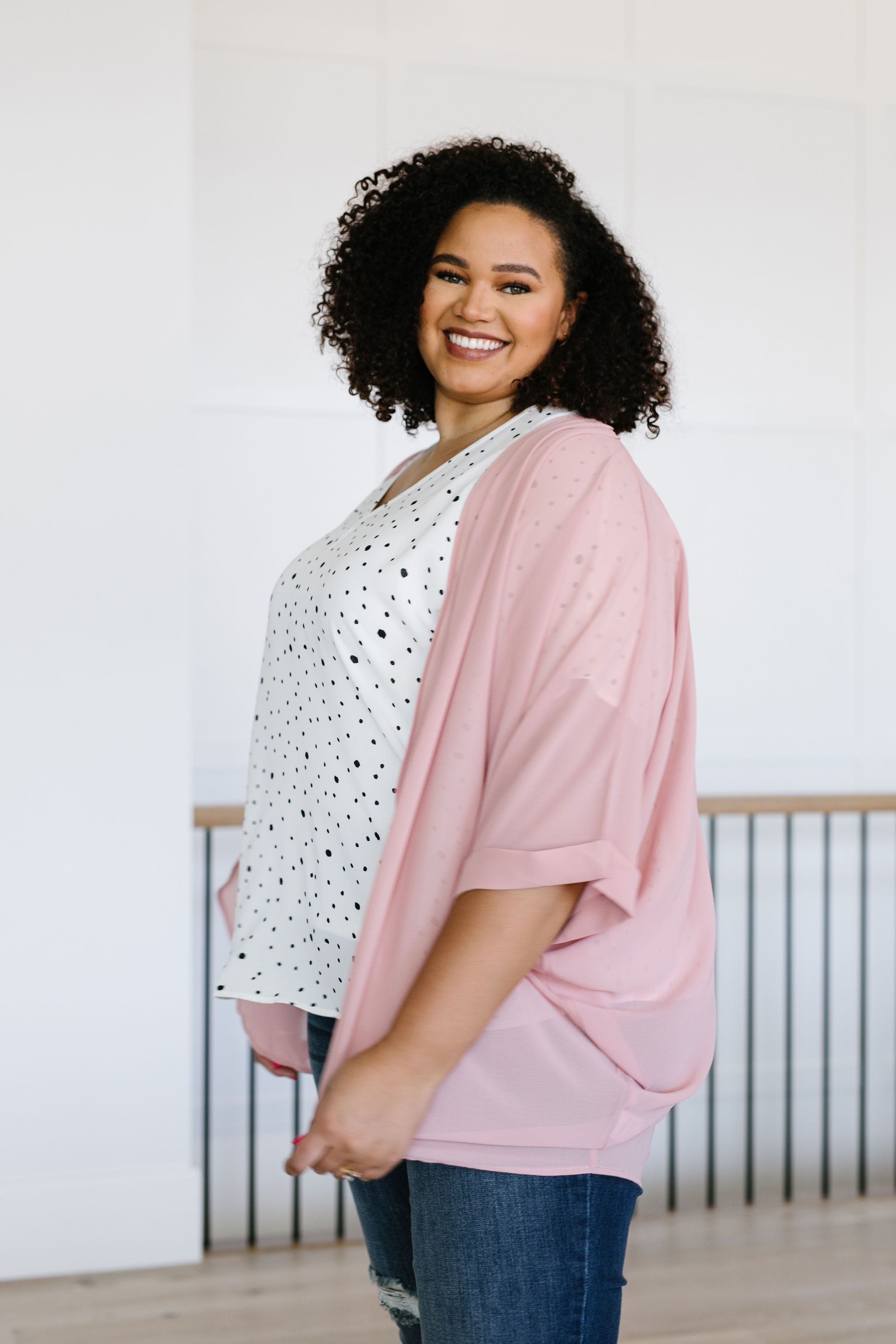 Elegant Chiffon Kimono Cardigan In Rose