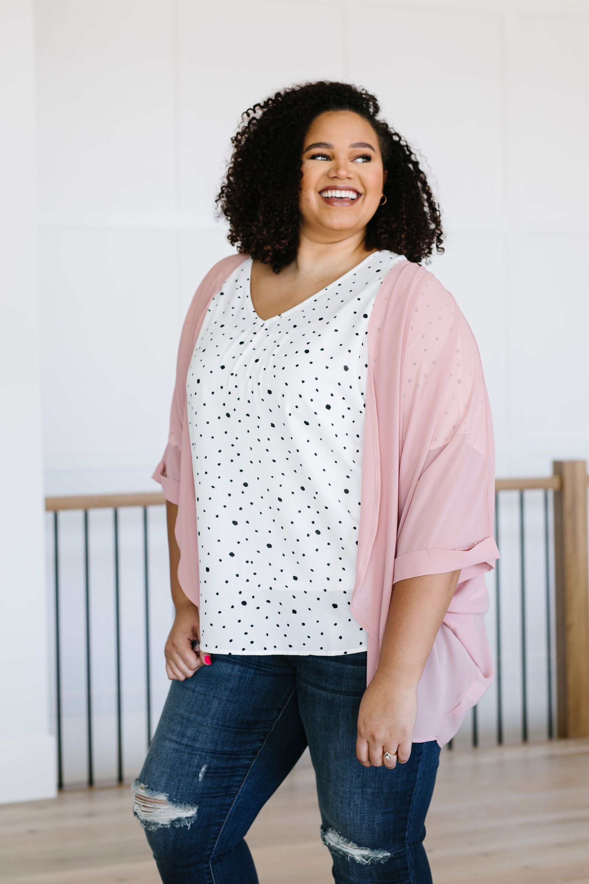 Elegant Chiffon Kimono Cardigan In Rose