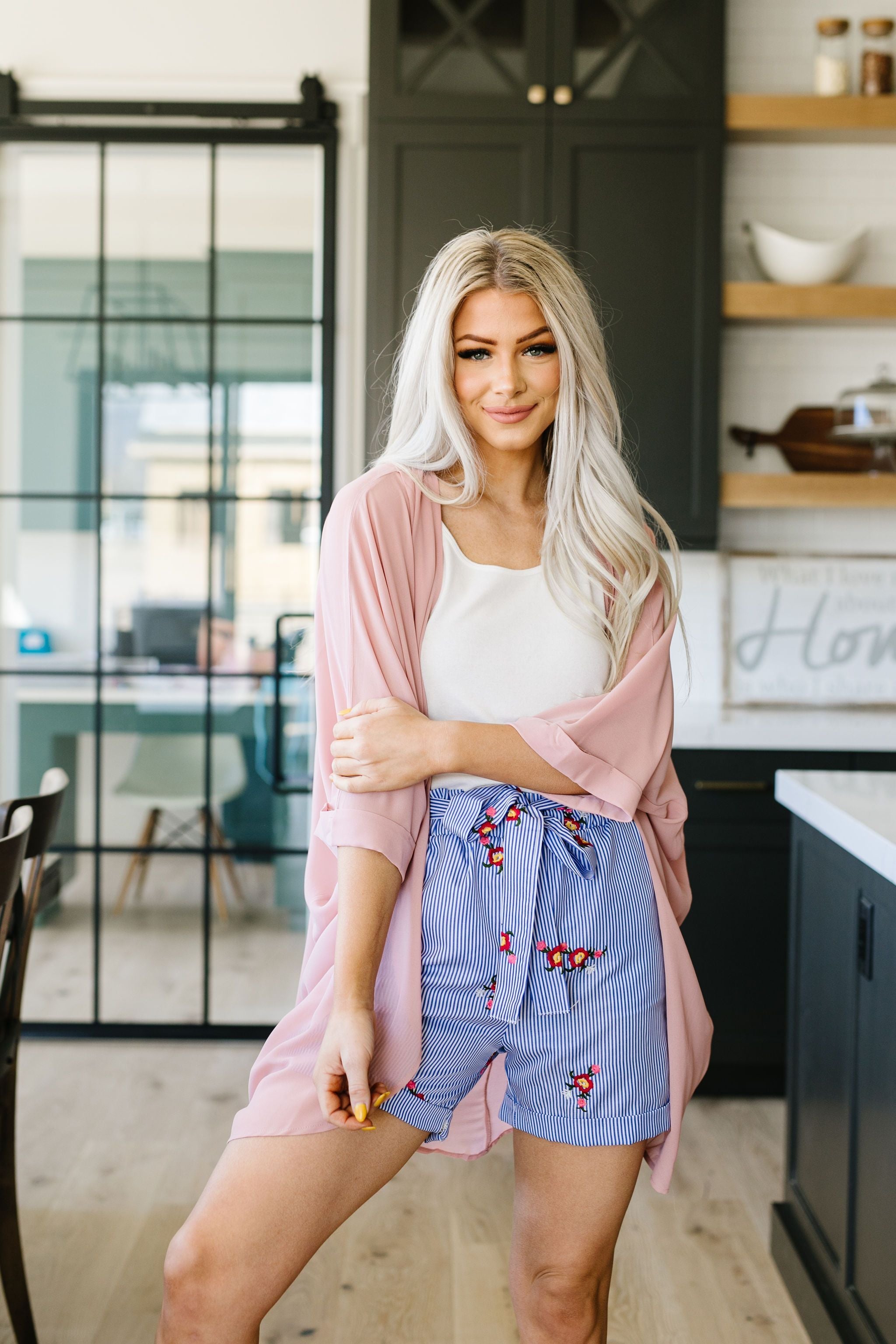 Elegant Chiffon Kimono Cardigan In Rose