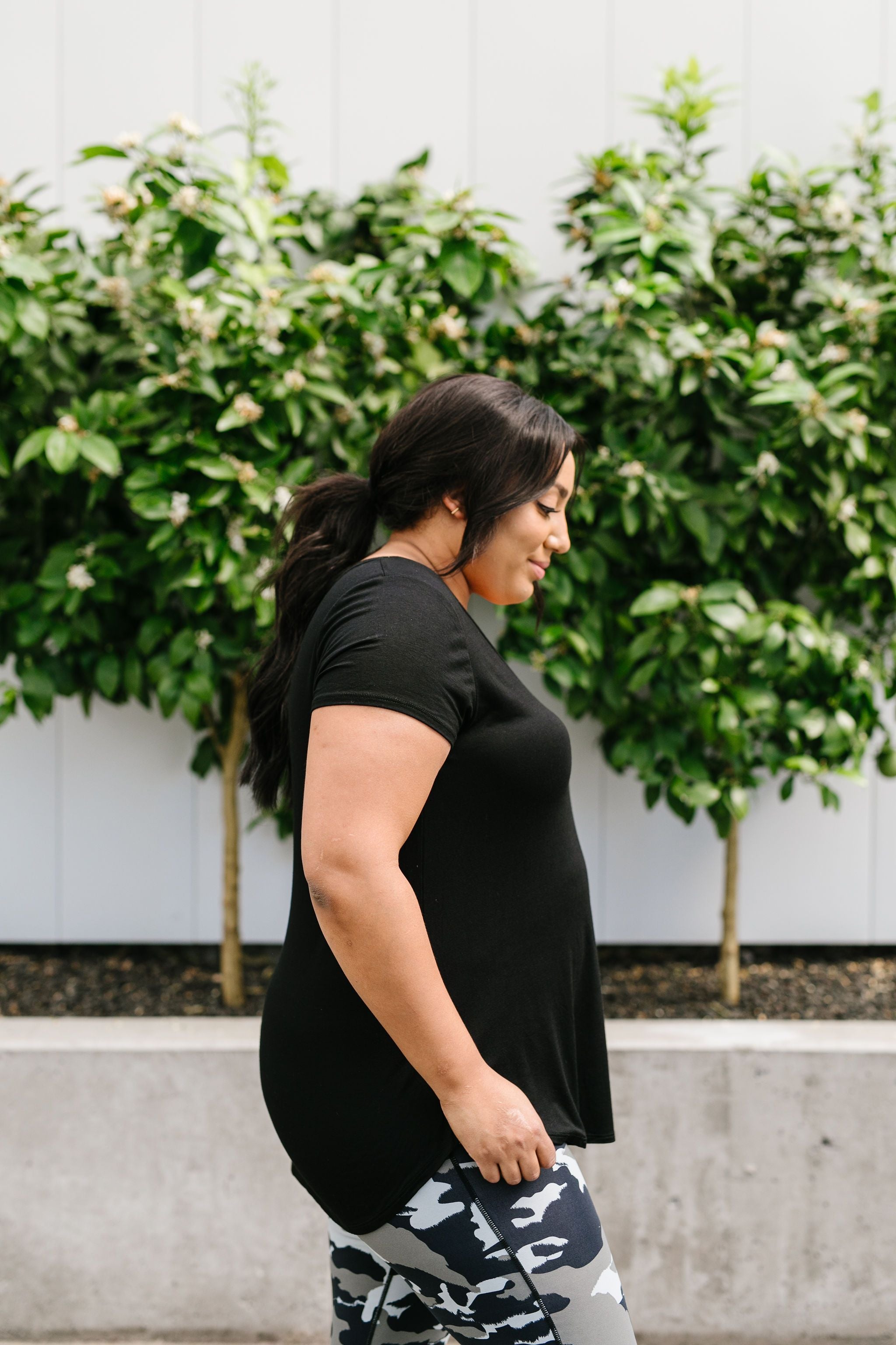 Everyday Yay V-Neck Tee In Black