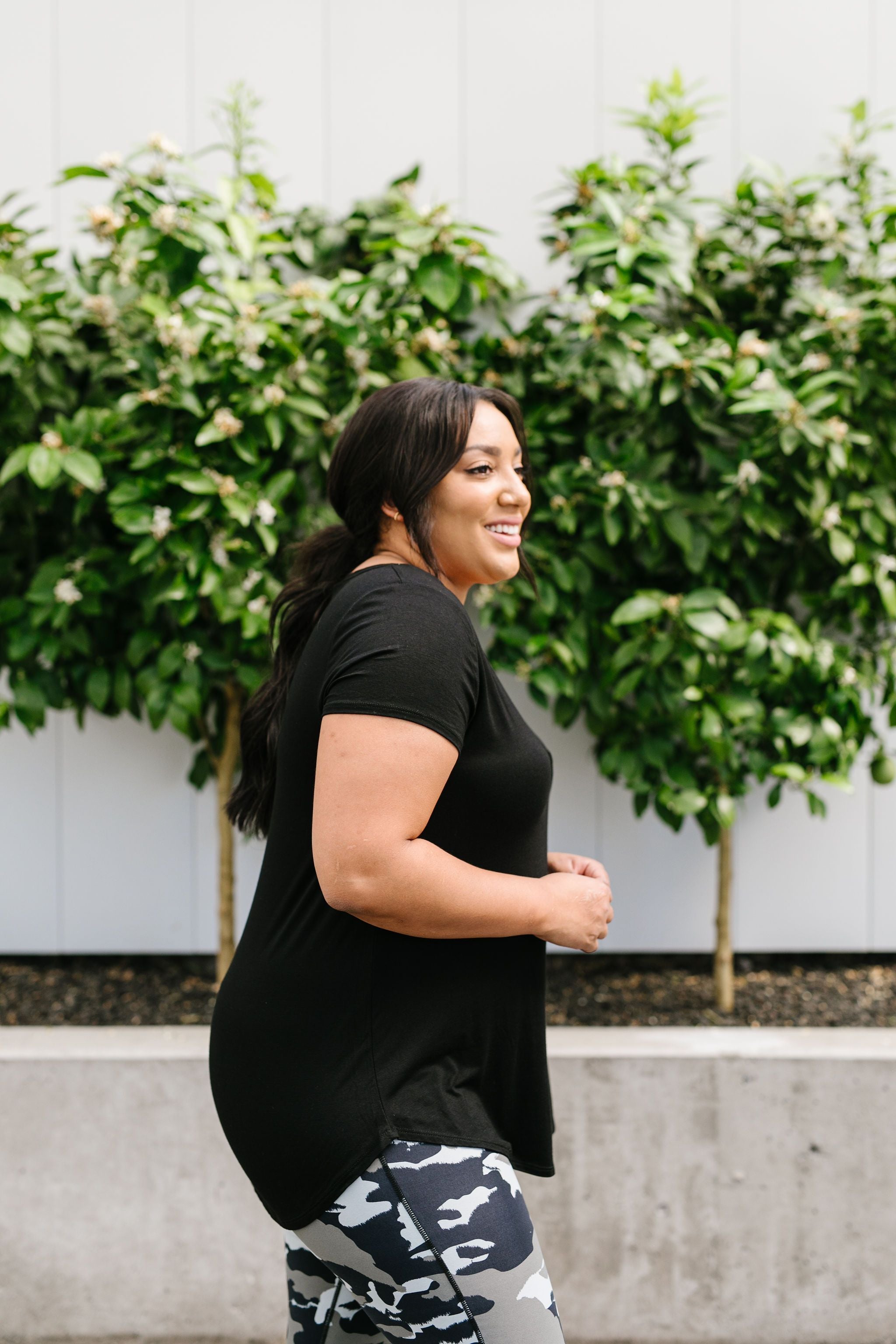 Everyday Yay V-Neck Tee In Black