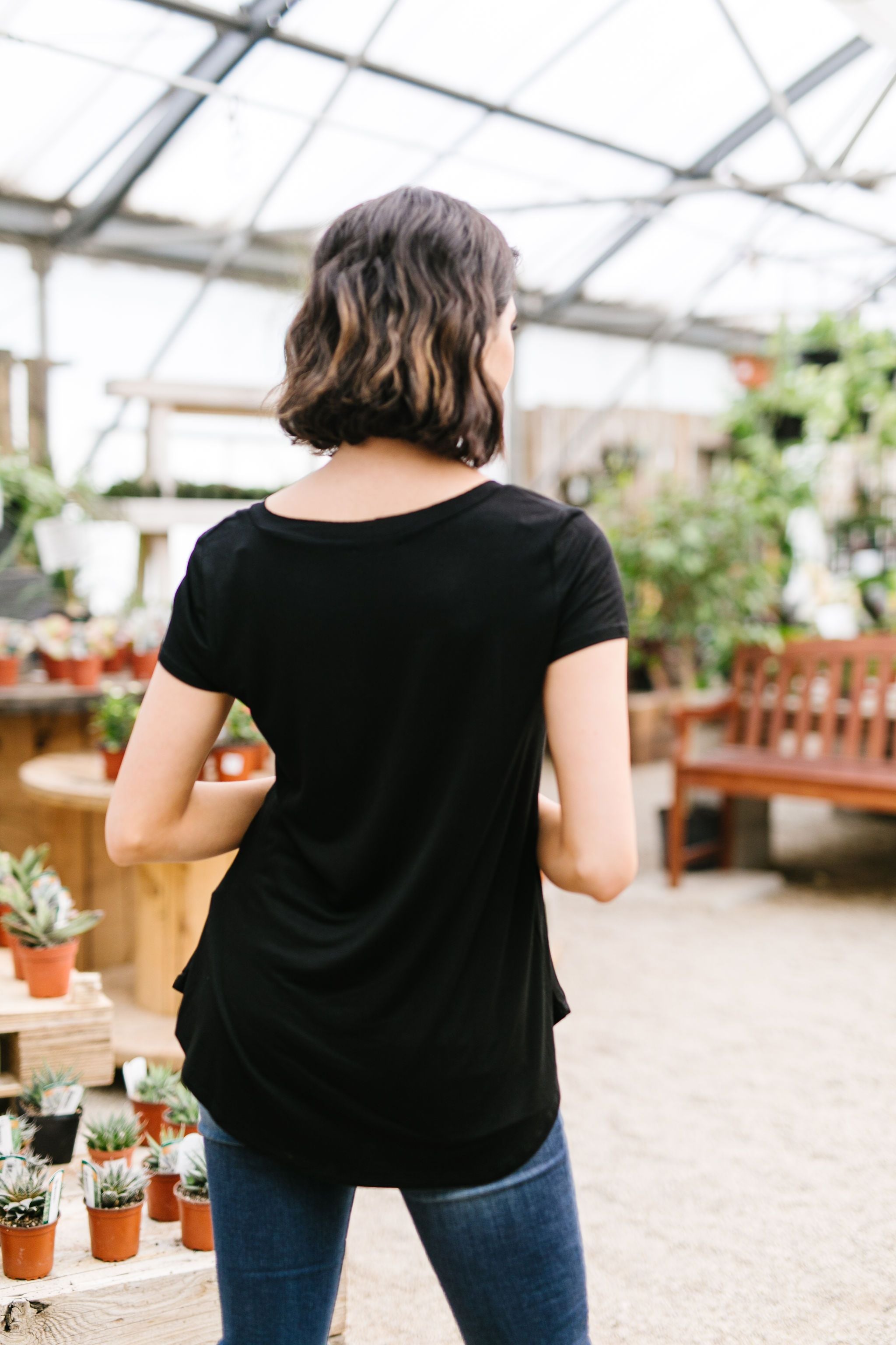 Everyday Yay V-Neck Tee In Black