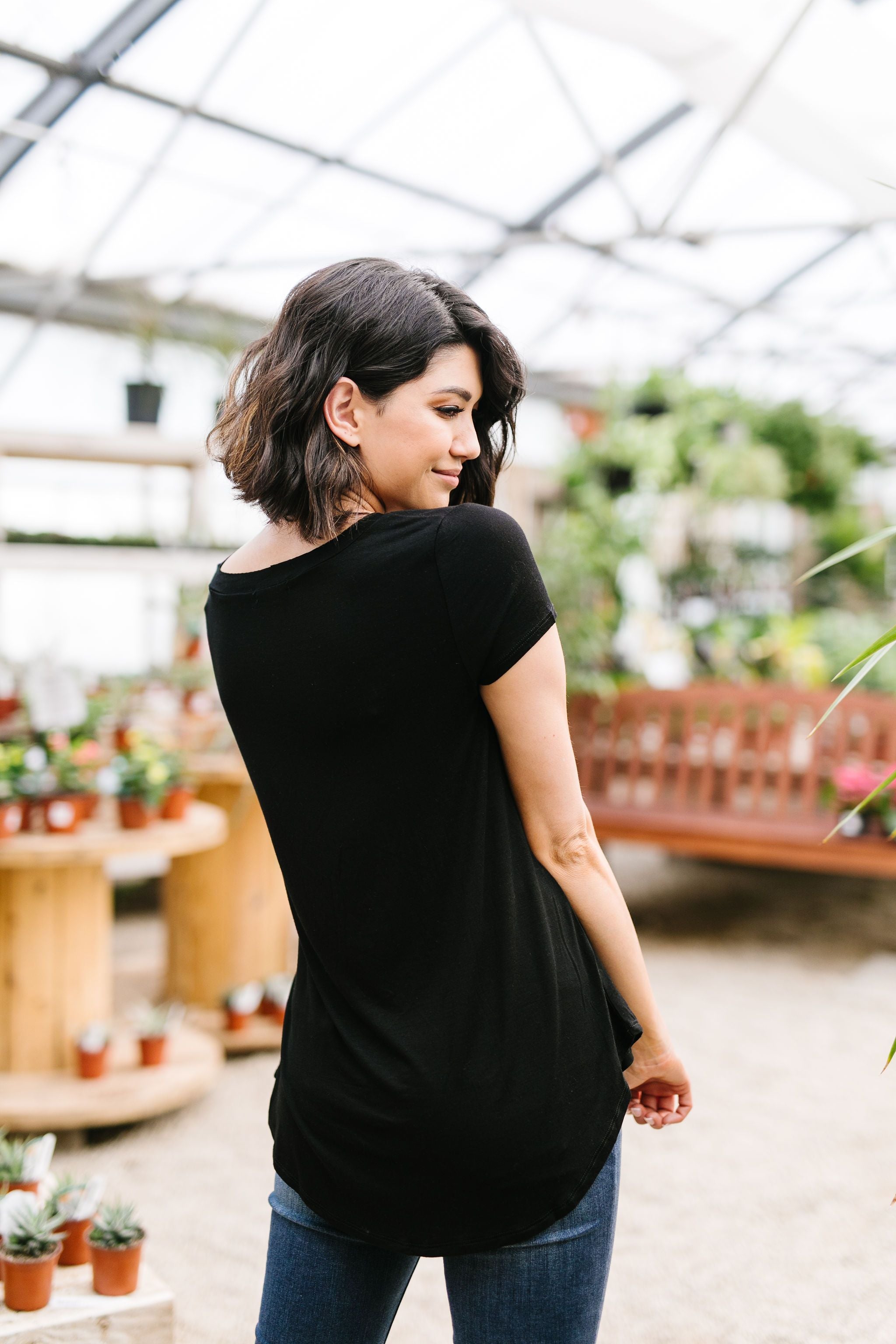 Everyday Yay V-Neck Tee In Black