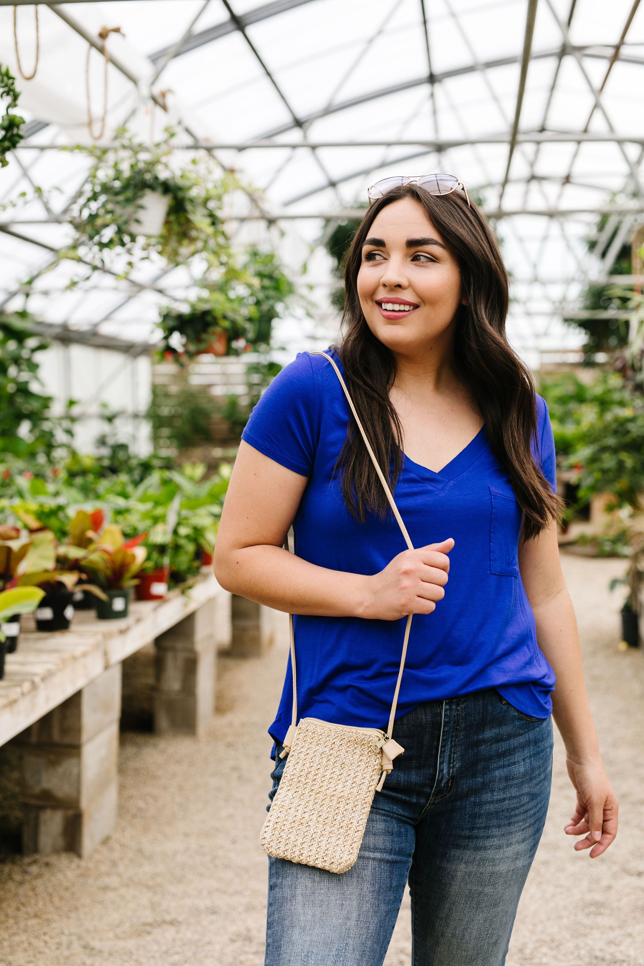 Everyday Yay V-Neck Tee In Royal Blue
