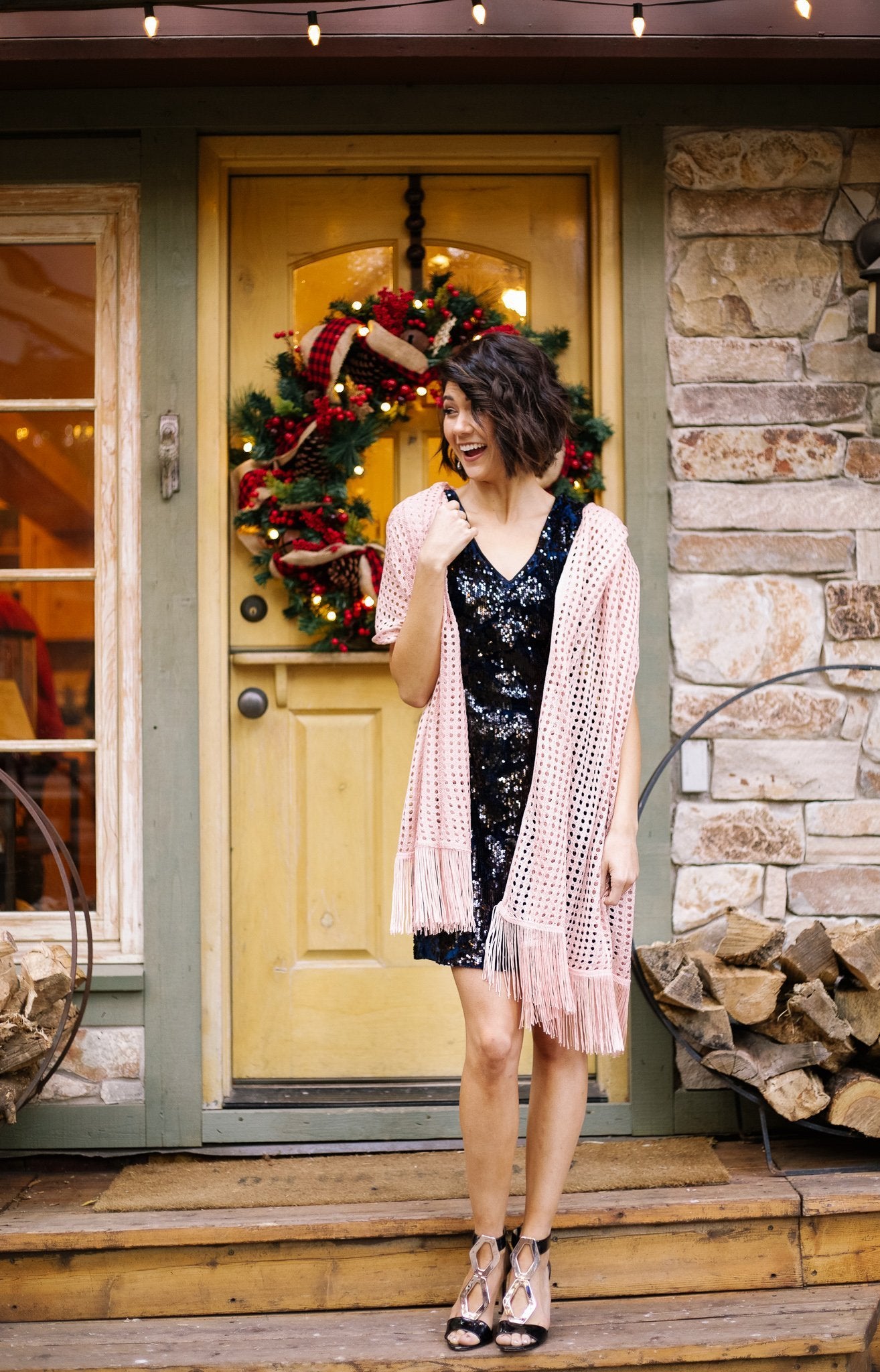 Eyelets + Fringe Blush Scarf