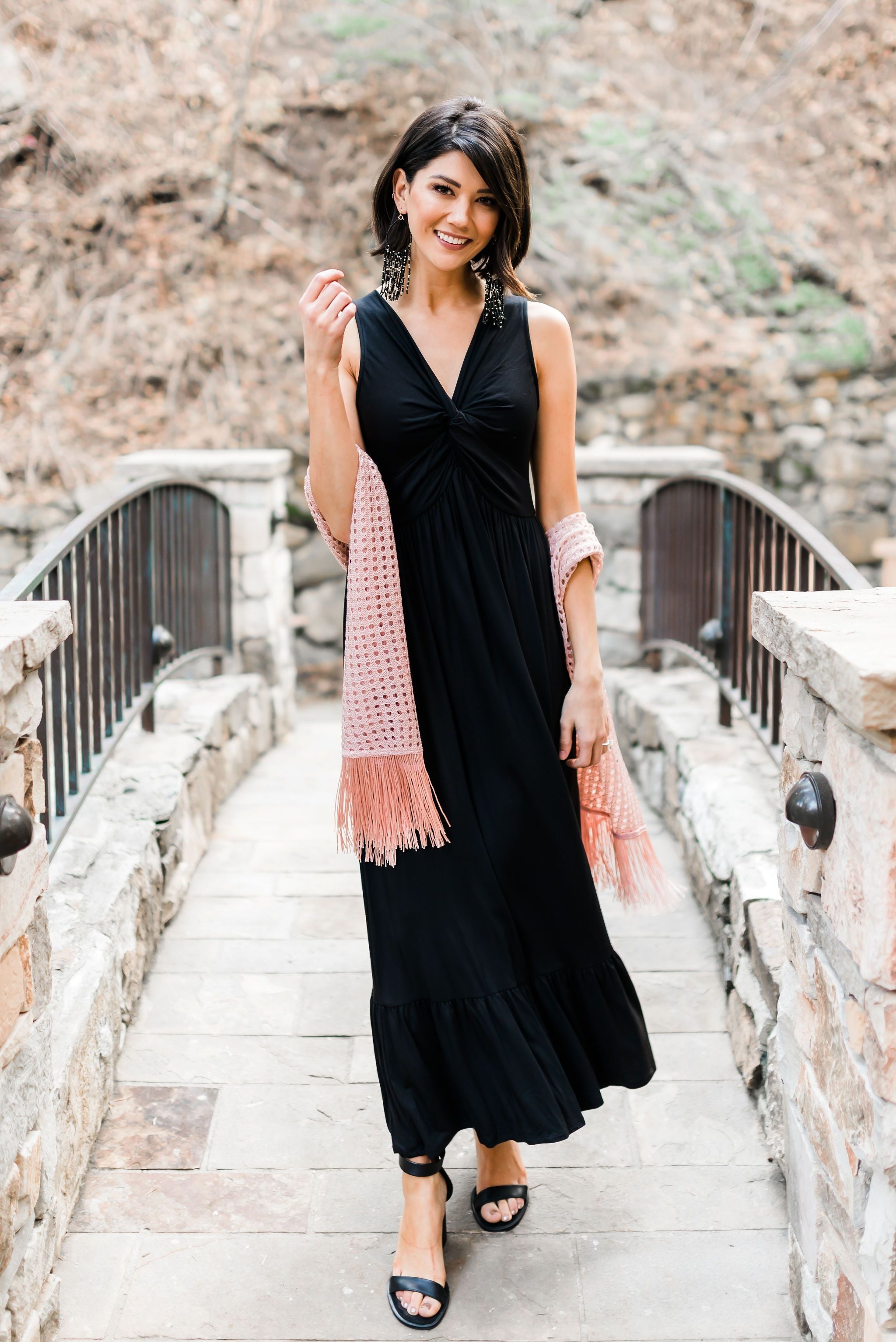 Eyelets + Fringe Blush Scarf