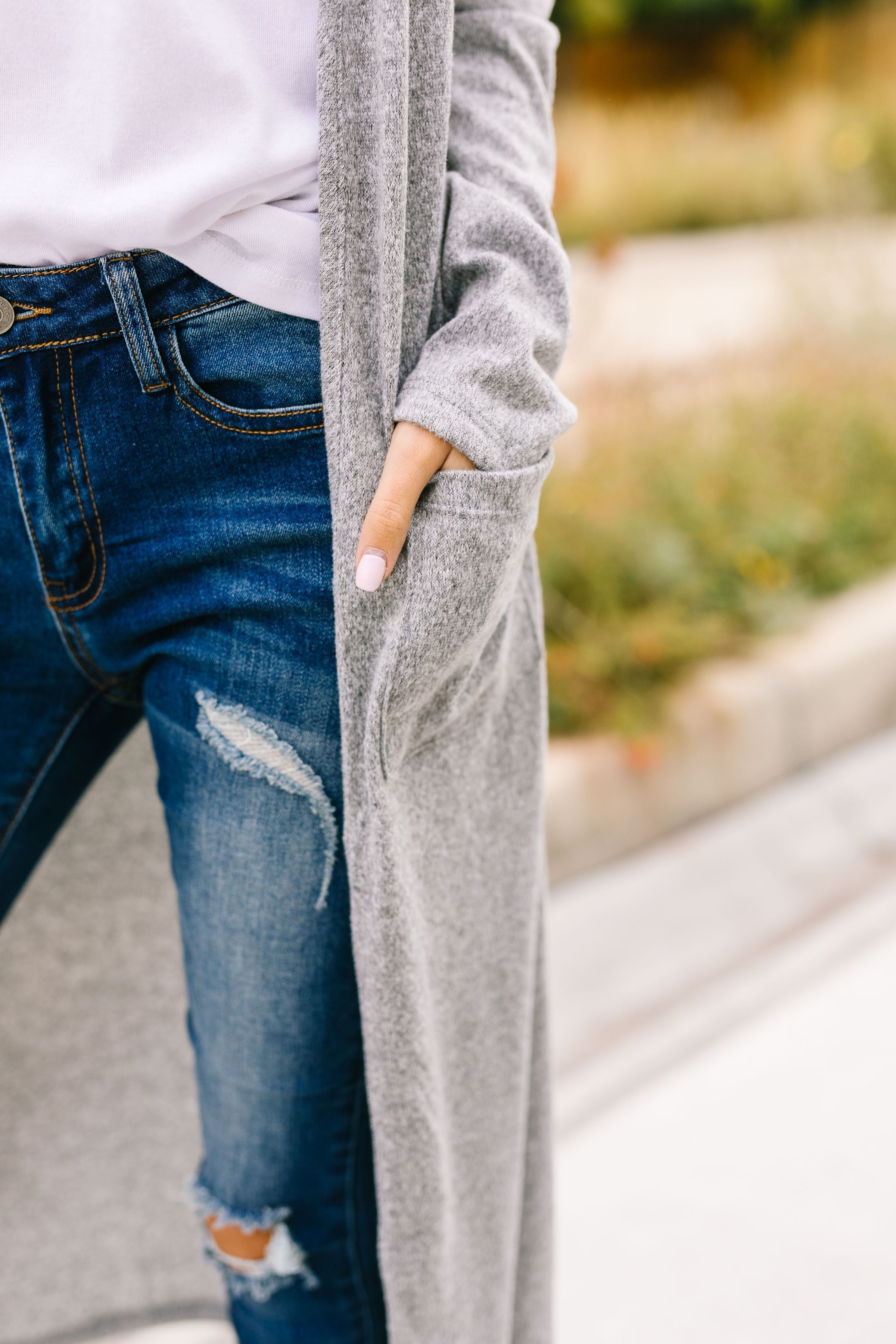 Farmer's Market Two-Tone Cardi In Gray