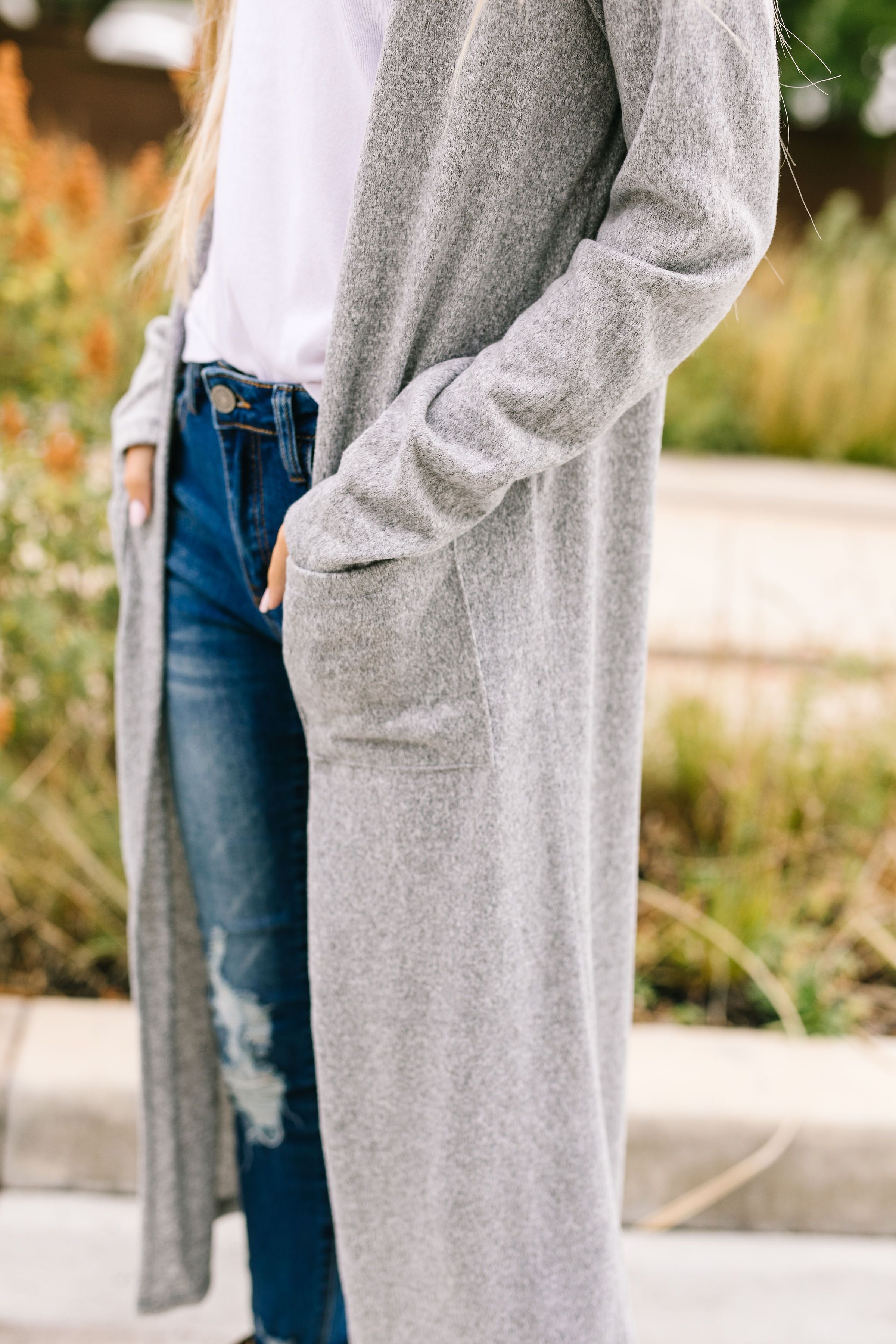 Farmer's Market Two-Tone Cardi In Gray