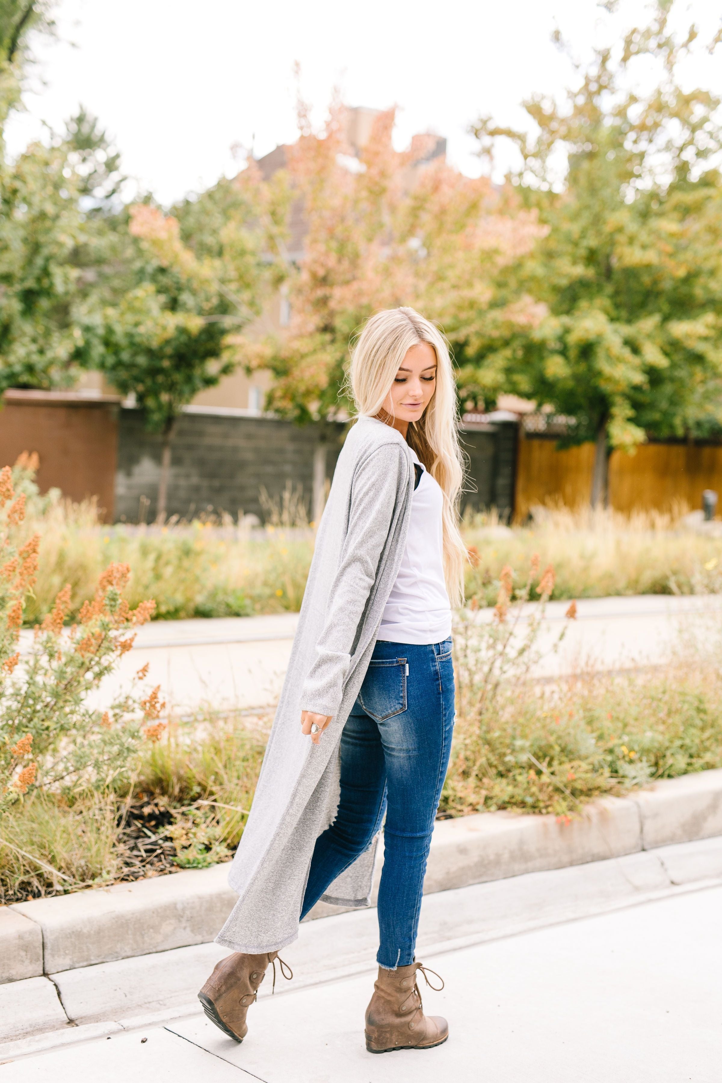 Farmer's Market Two-Tone Cardi In Gray