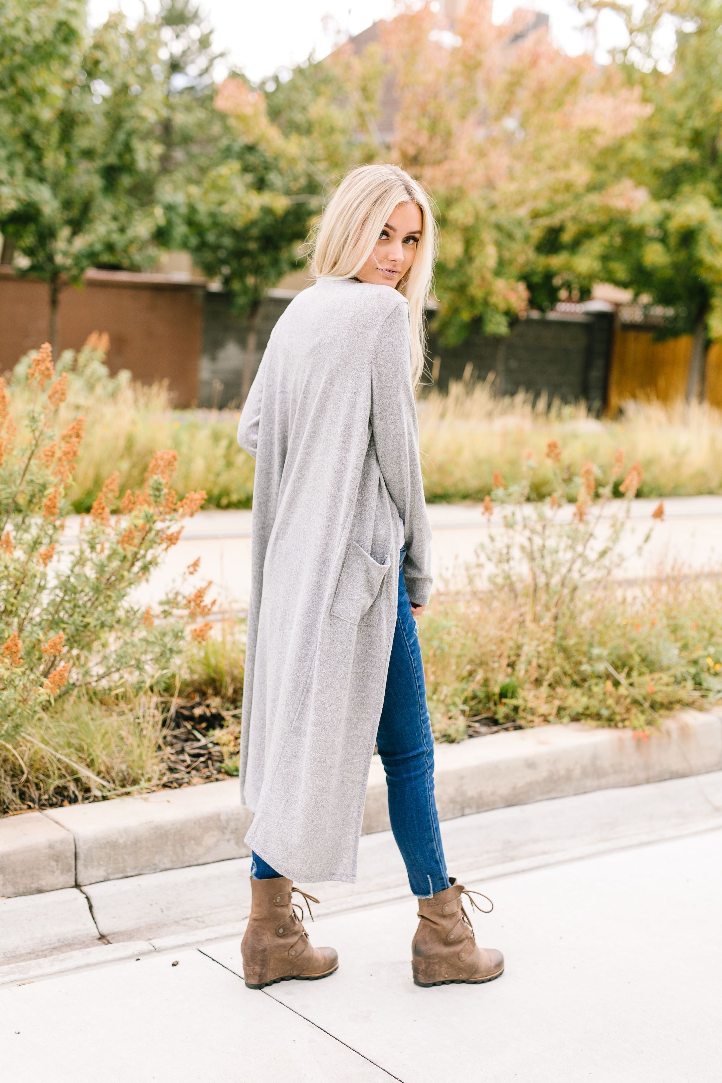 Farmer's Market Two-Tone Cardi In Gray