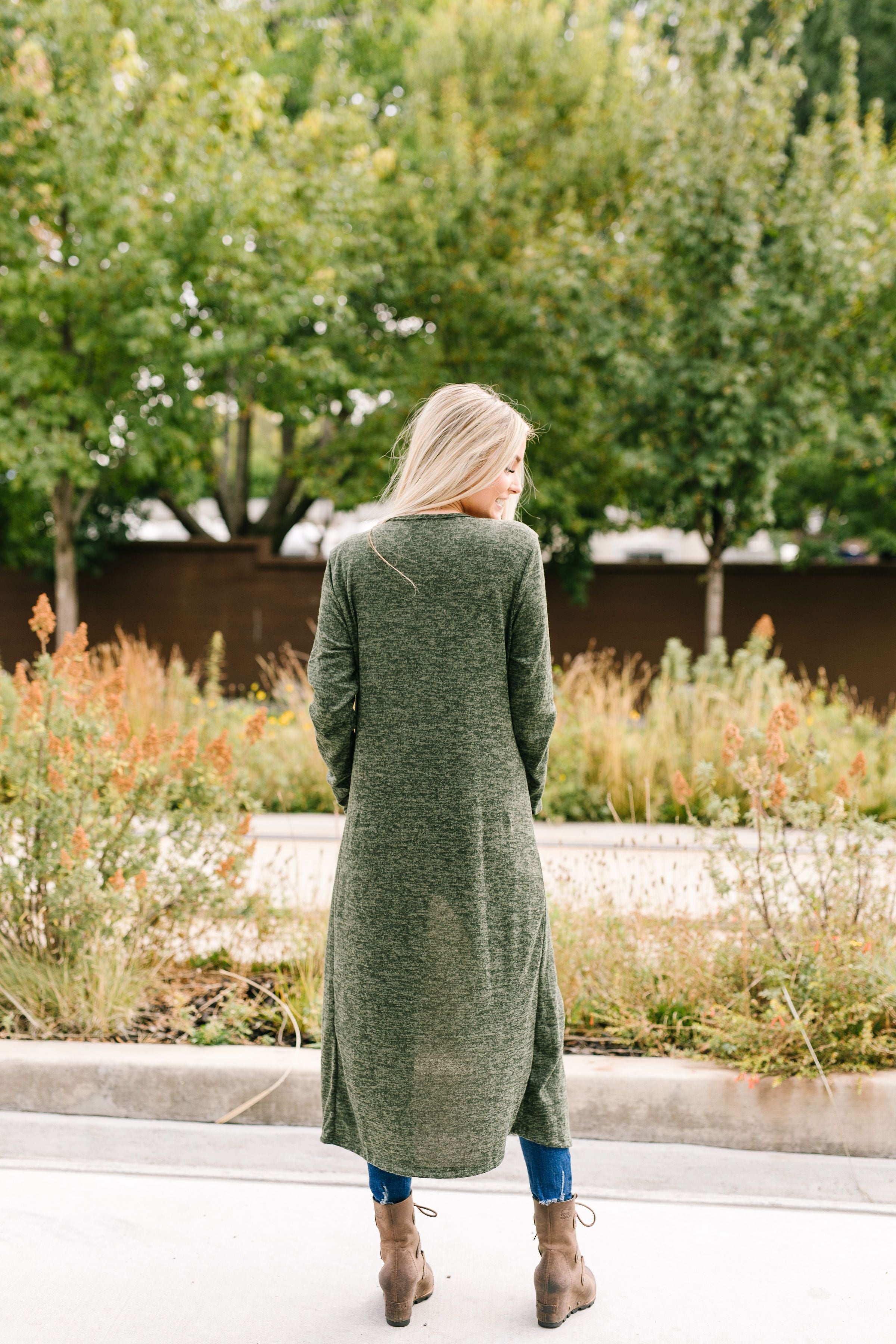 Farmer's Market Two-Tone Cardi In Olive